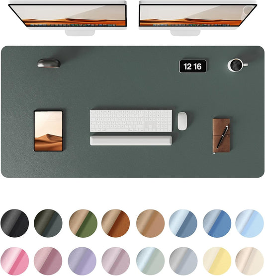 YSAGi Leather Desk Protector, Office Mat, Large Mouse Mat, Non-Slip PU Leather Blotter, Laptop Desk Pad, Waterproof Writing Pad for Office and Home (Dark Green, 47.2" x 23.6")