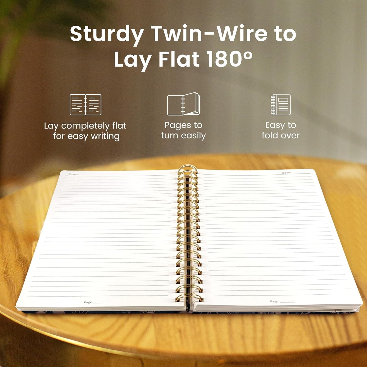 Lined Spiral Notebook Journal for Work, 300 Pages Thick B5 (7.1"x10") College Ruled Journal for Women & Writing, Hardcover Notebook for Note Taking, Perfect for Office Home School, Rustic Bloom