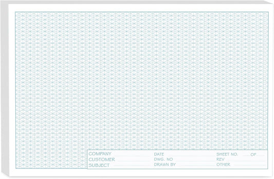 Isometric Graph Paper 11x17, 50 Sheets Large Graph Paper Pads, Top Landscape Glue Binding Blueprint Engineering Paper, Isometric Grid Paper 11x17 for Drafting, Architecture, Engineering and 3D Design