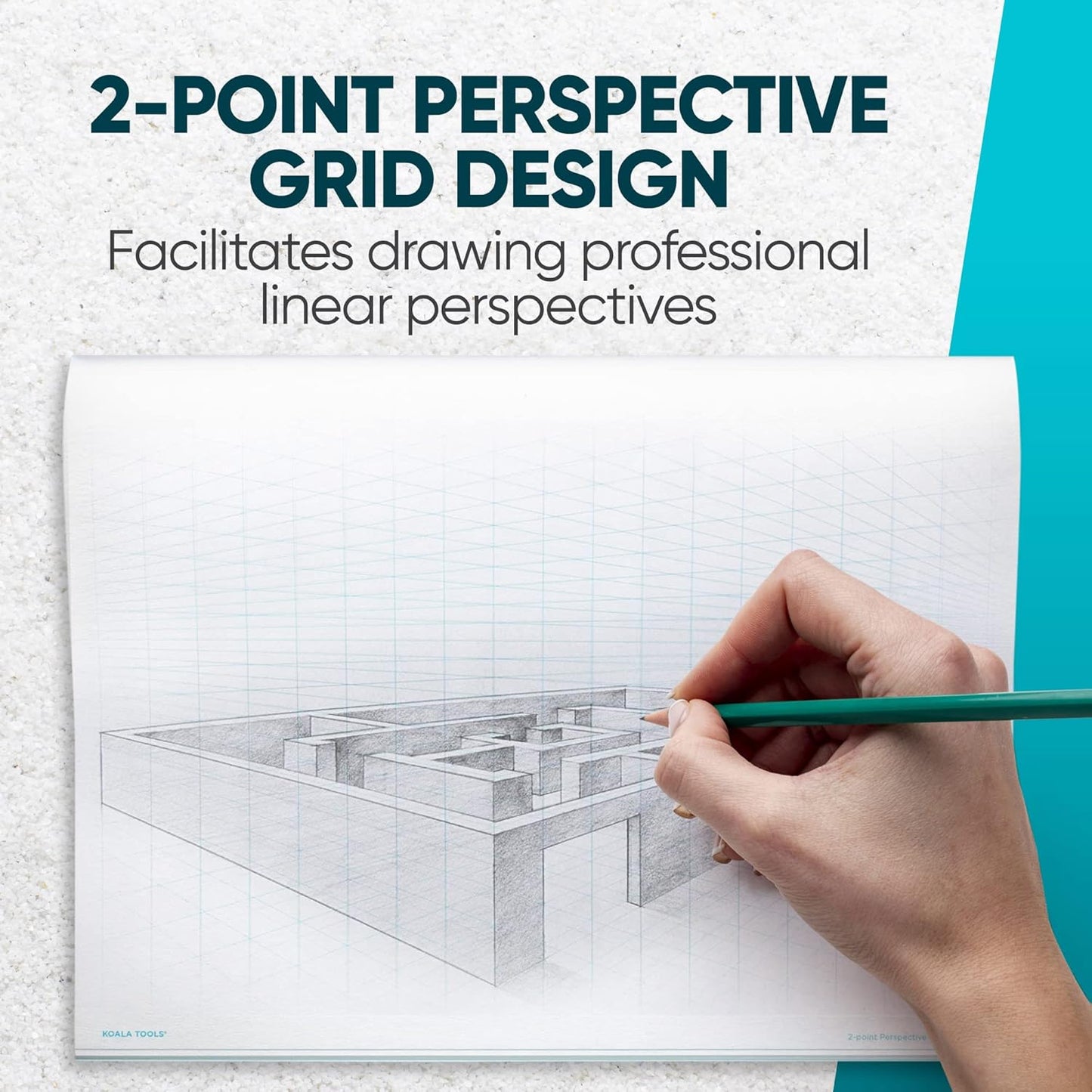 Koala Tools | Drawing Perspective (1 and 2-Point) Large Sketch Pad (2 Point - 11 x 17)