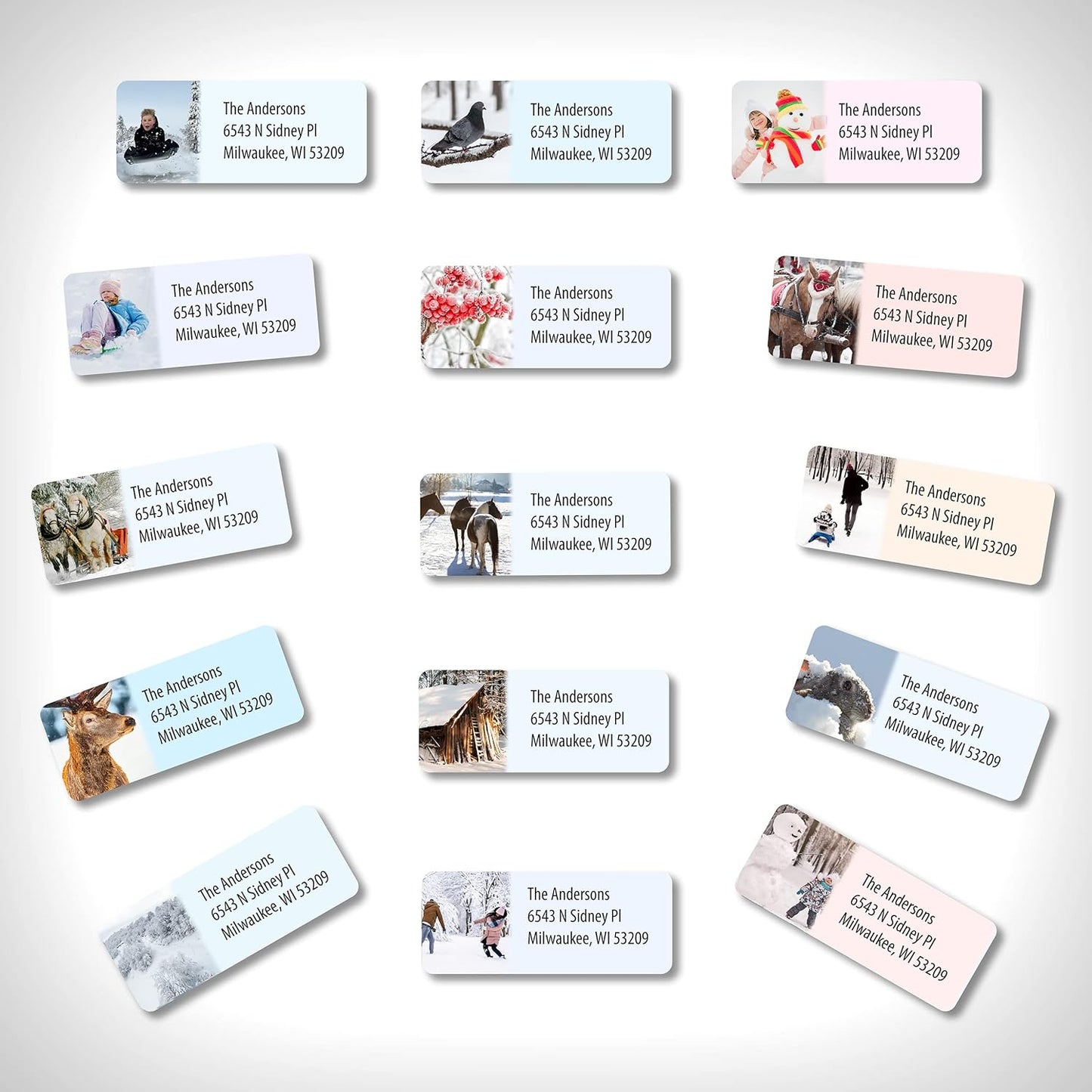 Customized Personalized Winter Holiday Address Labels - Made in The USA by Kenco (500 Labels, Winter)