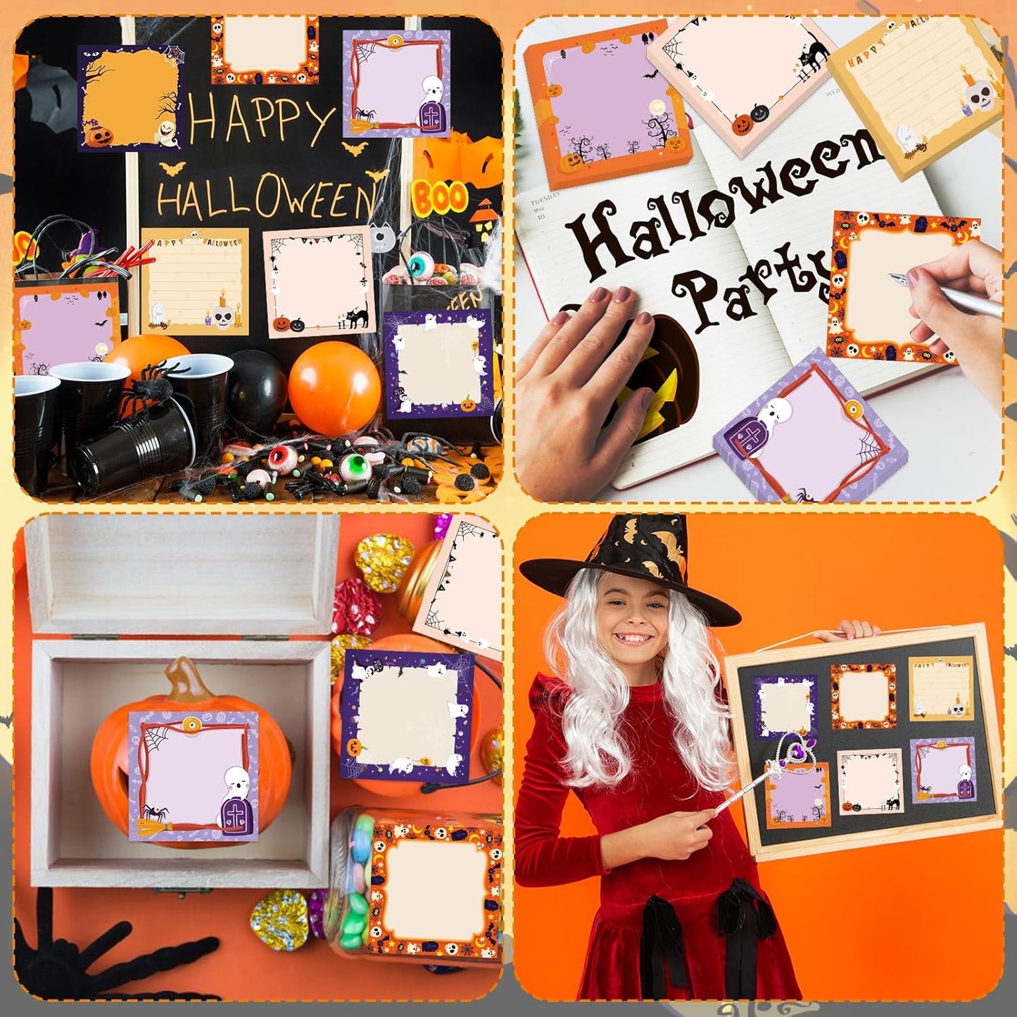 600 Halloween Sticky Notes, Cute Pumpkin Ghost Spider Memo Notes Halloween Note Pads for Trick or Treat Party Favors Home Office School Supplies