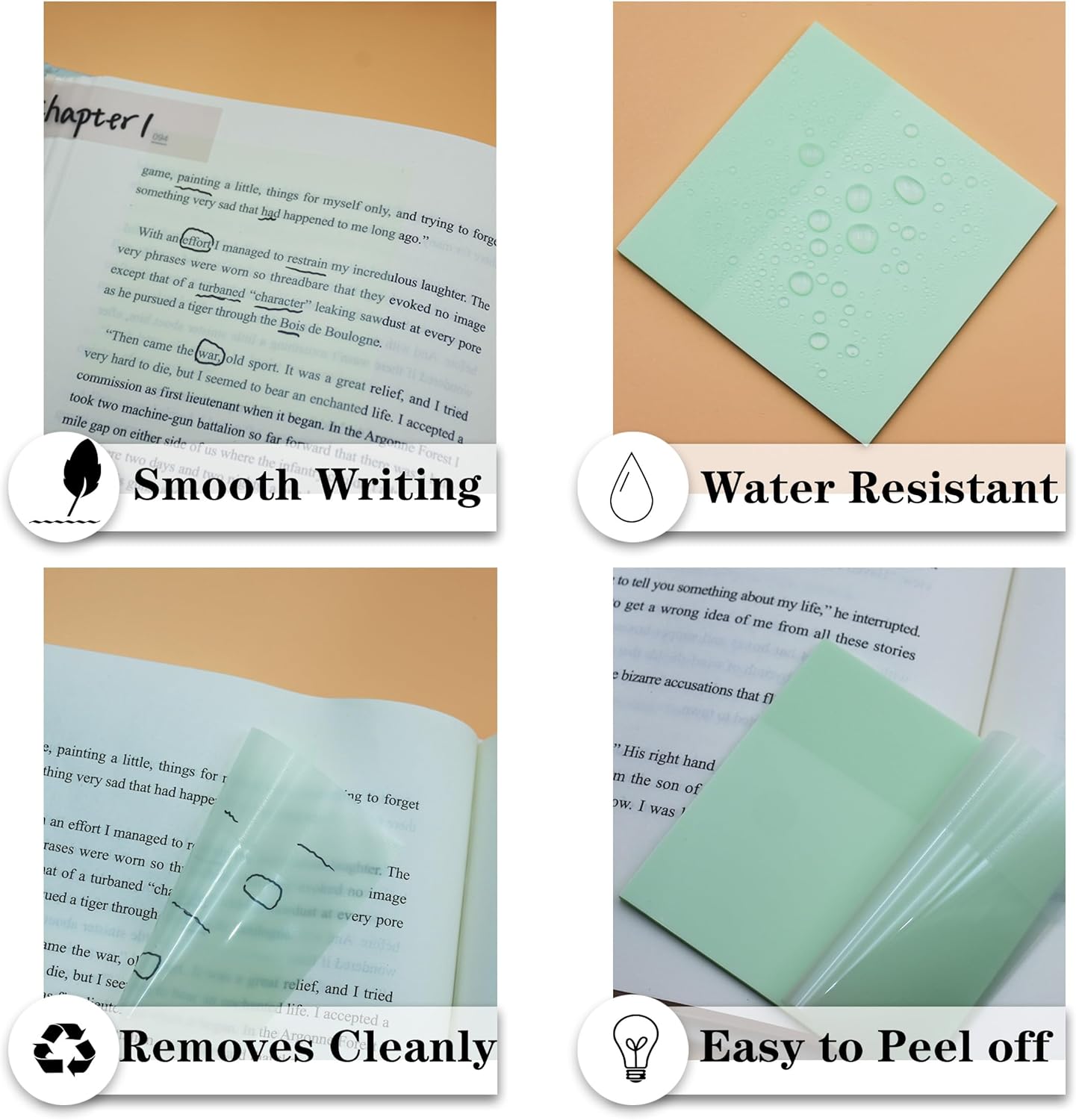 Translucent Sticky Notes, 3"x3" Cute Clear Transparent Page Flags Book Markers Stickers, Planner Accessories Sticky Notes, Bible Journaling Study Office School Supplies