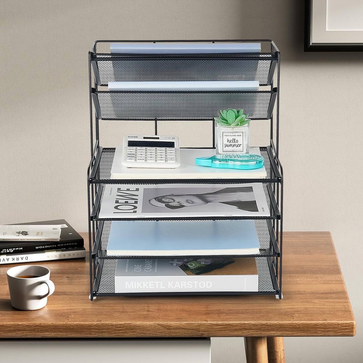 6-Tier Letter Tray Paper Organizer, Desk Organizers and Accessories, Desktop File Organizer, Office Desk Accessories for Office Supplies(Black)