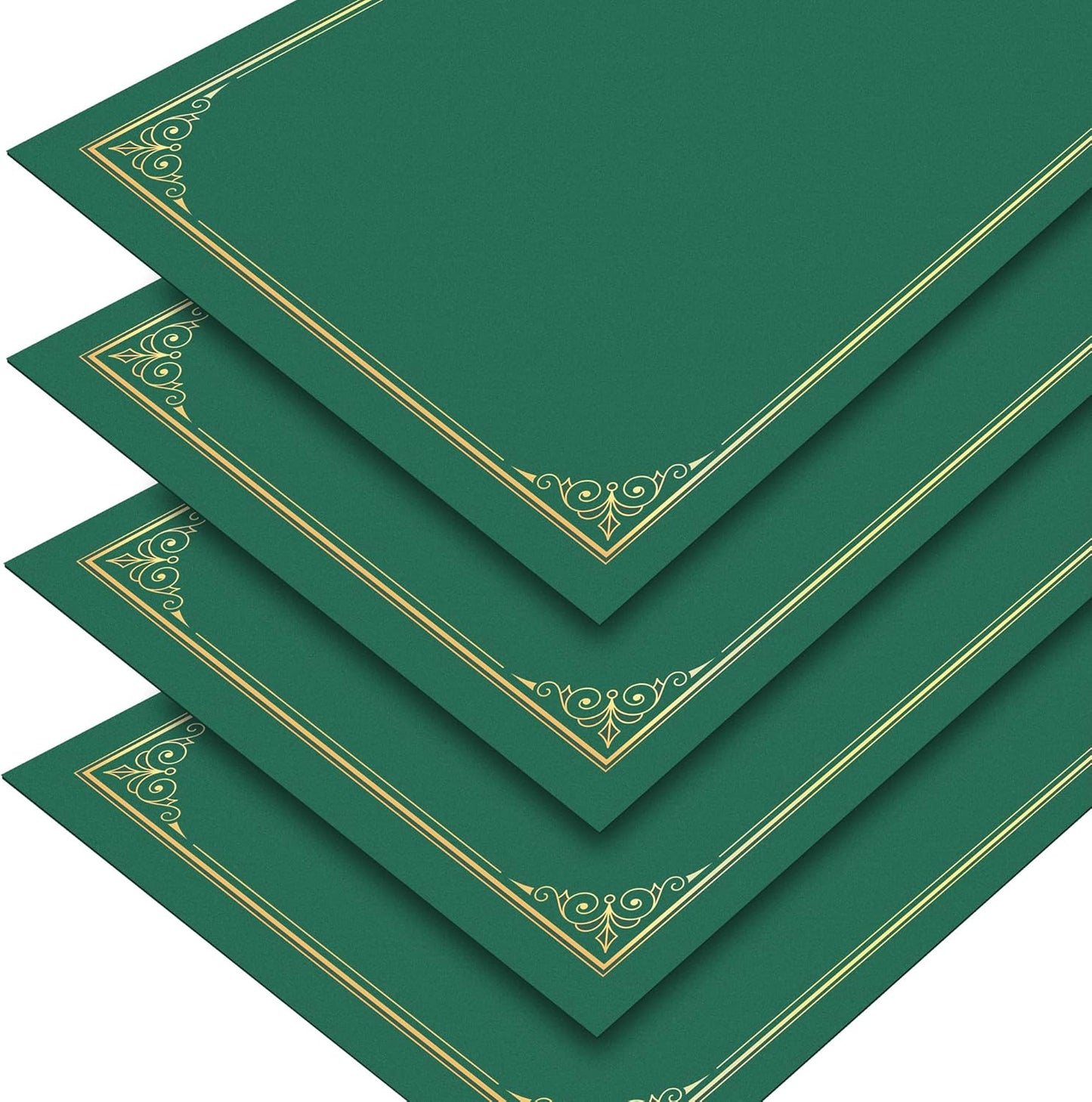 SUNEE 30 Packs Green Certificate Holders for 8.5x11 Award Certificates, Certificate Covers with Gold Foil Border