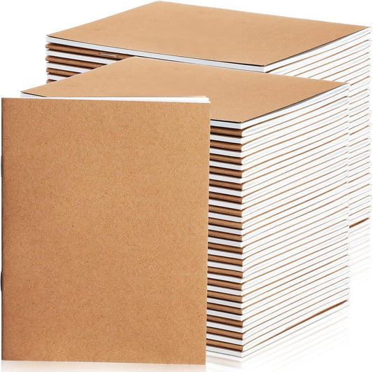 Epakh 100 Pack Mini Kraft Paper Notebook Bulk Small Blank Notebook Mini Unlined Pocket Journal Sketchbooks for Students School Writing, 48 Pages, 24 Sheets, 4.25 x 5.5 Inch (Brown)