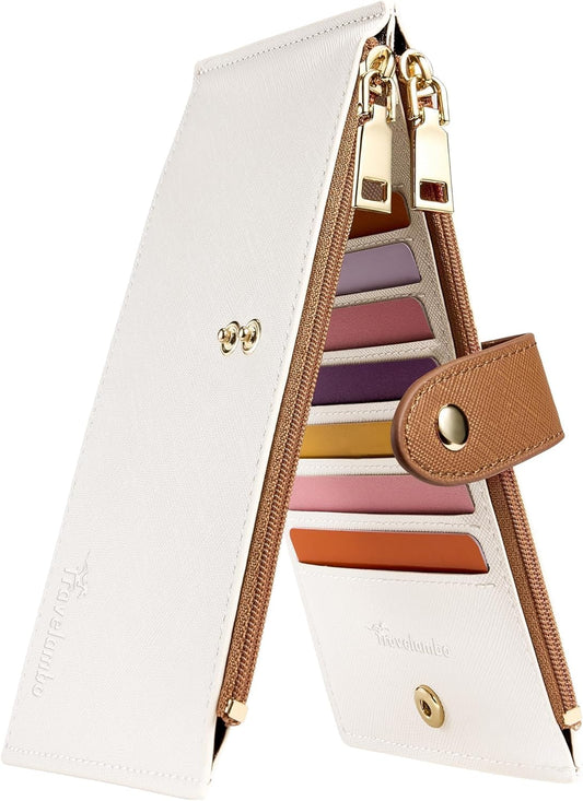 Travelambo RFID Wallet Women Bifold Multi Card Wallet Case with Zipper Pocke Credit Card Holder for Women