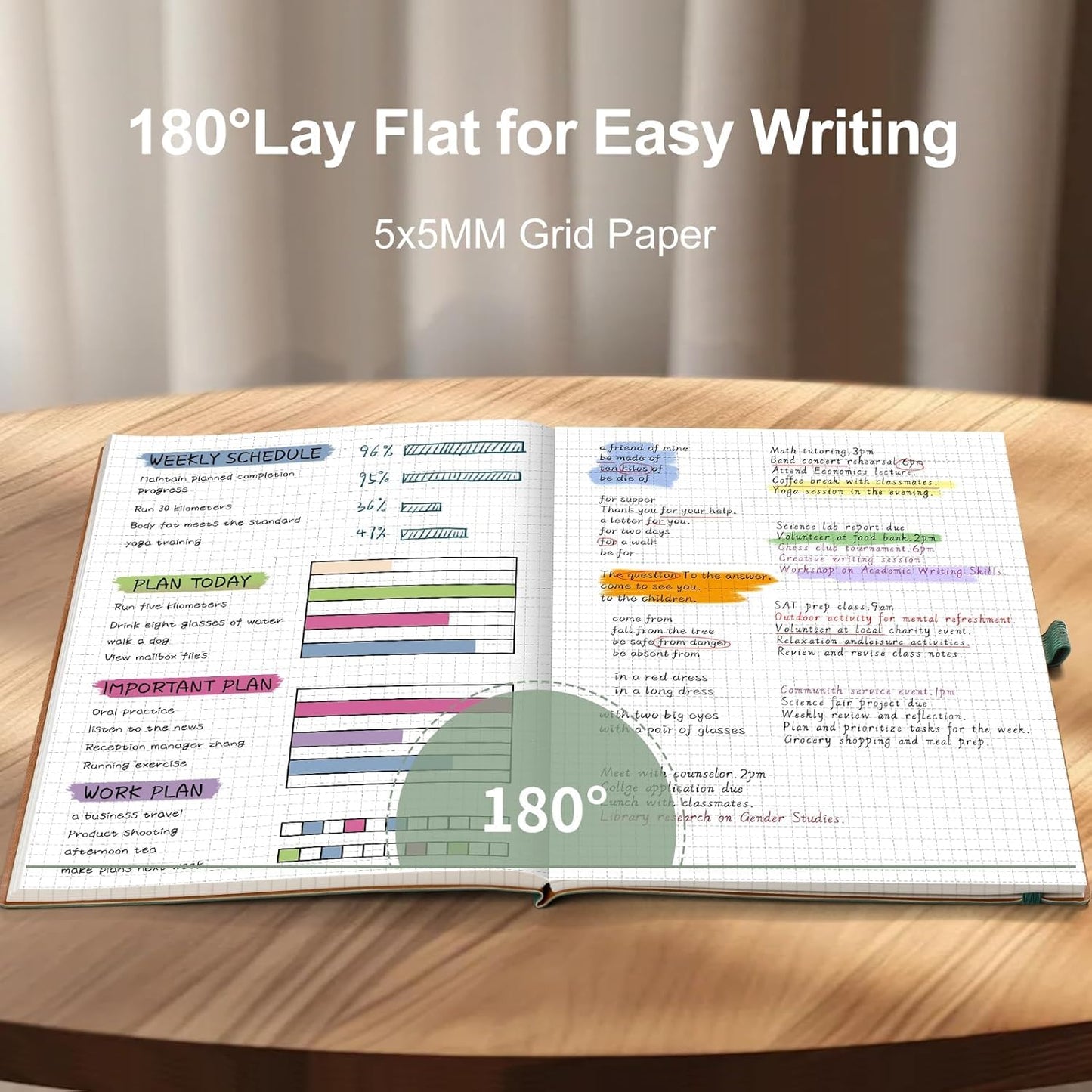 AHGXG Graph Paper Notebook - Grid Notebook Journal, 120 GSM Thick Graph Paper, Large B5 Notebook 96 Pages, Leather Softcover, for Graphing, Writing, Math, Engineering, 7.6'' X 10'' - Sage Green