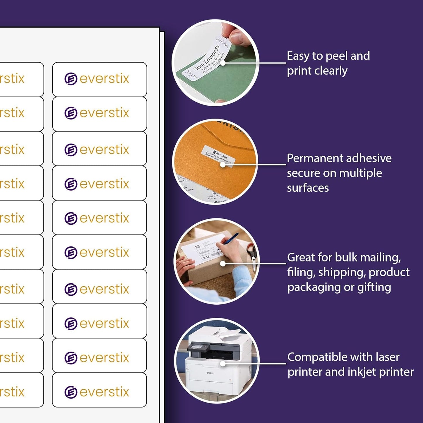 1/2" x 1-3/4", 25 Sheets, 2000 Return Address Labels for Laser & Inkjet Printers, Letter Size