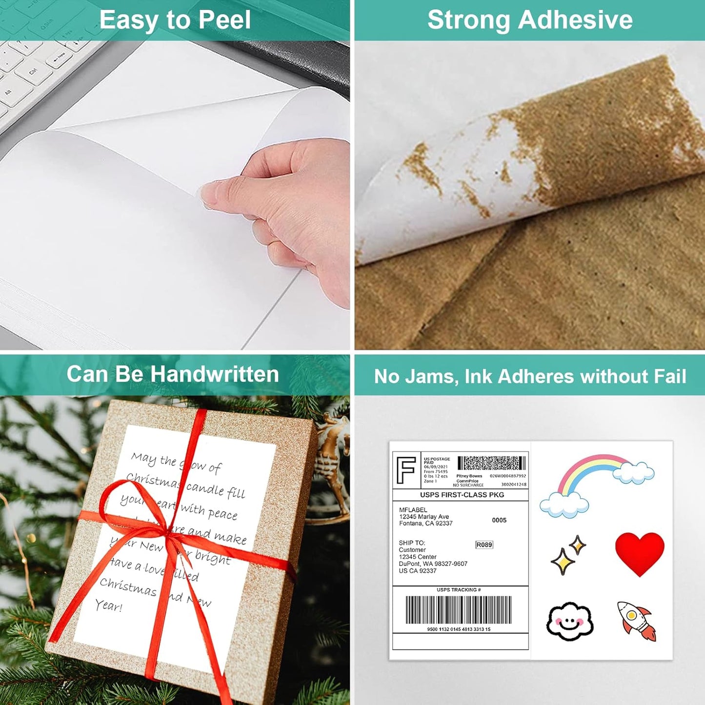 MFLABEL Half Sheet Label Laser/Ink Jet Shipping Labels 8.5 x 11 Inches Packaging Label, Address Labels for Laser & Inkjet Printers, 400 Count(200 Sheets)