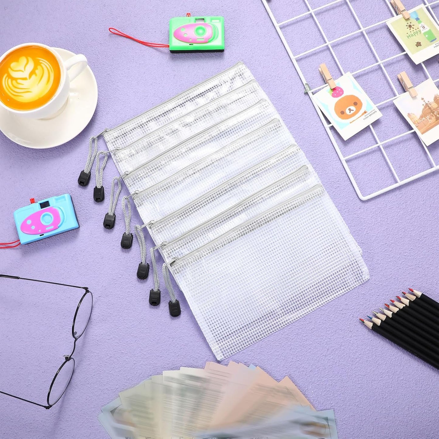 Jetec 32 Pcs Mesh Zipper Bags Toy Storage Bikini Organizer Bag Bolsas Para Guardar Trajes De Baño Waterproof Zipper Reusable Pouch Puzzle Multipurpose for Storage Office(Grey,7.5 x 5 Inch)