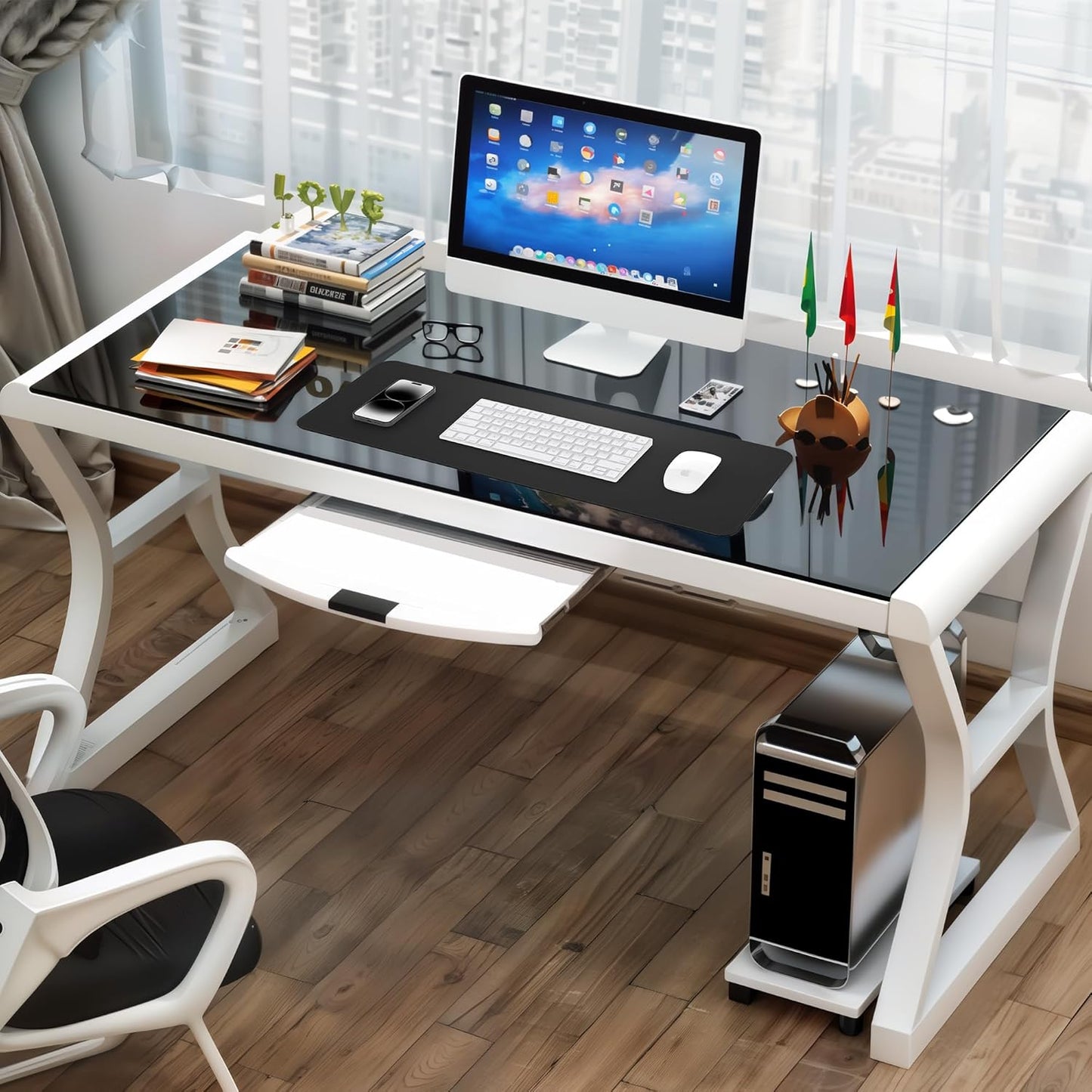 Non-Slip Desk Pad, Waterproof PU Leather Protector, Easy Clean Laptop Mat for Work/Home/Decor (Black 31.5" x 12")