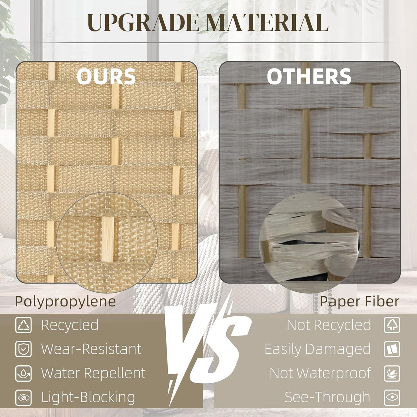 HOMCOM Room Divider, 6 Panel Folding Privacy Screen, 5.6' Tall Freestanding Wall Partition for Home Office, Bedroom, Beige