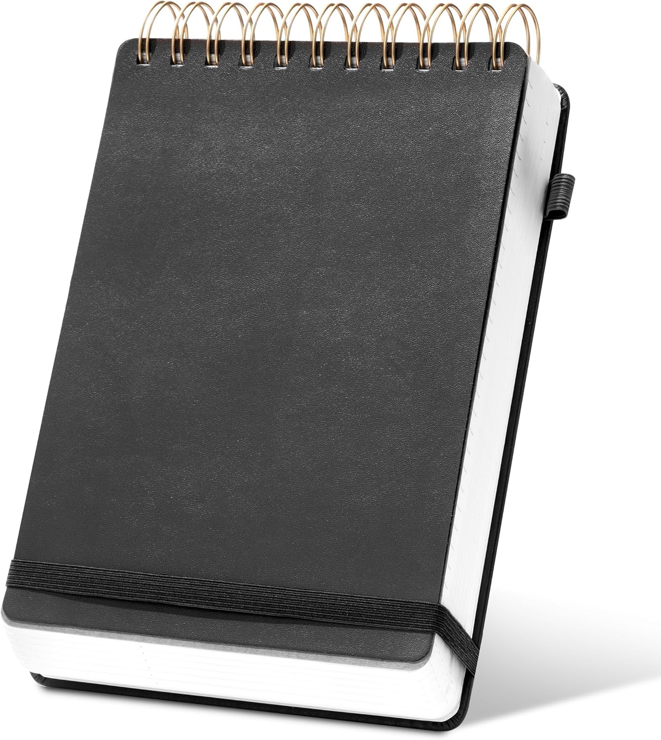 Yoment Top Spiral Notebook Leather Steno Pads 240 Pages Spiral Notepad for Work 5x7 Top Bound Steno Notebook, 100 GSM Thick Paper, Left Handed Notebooks for Office College School, Black