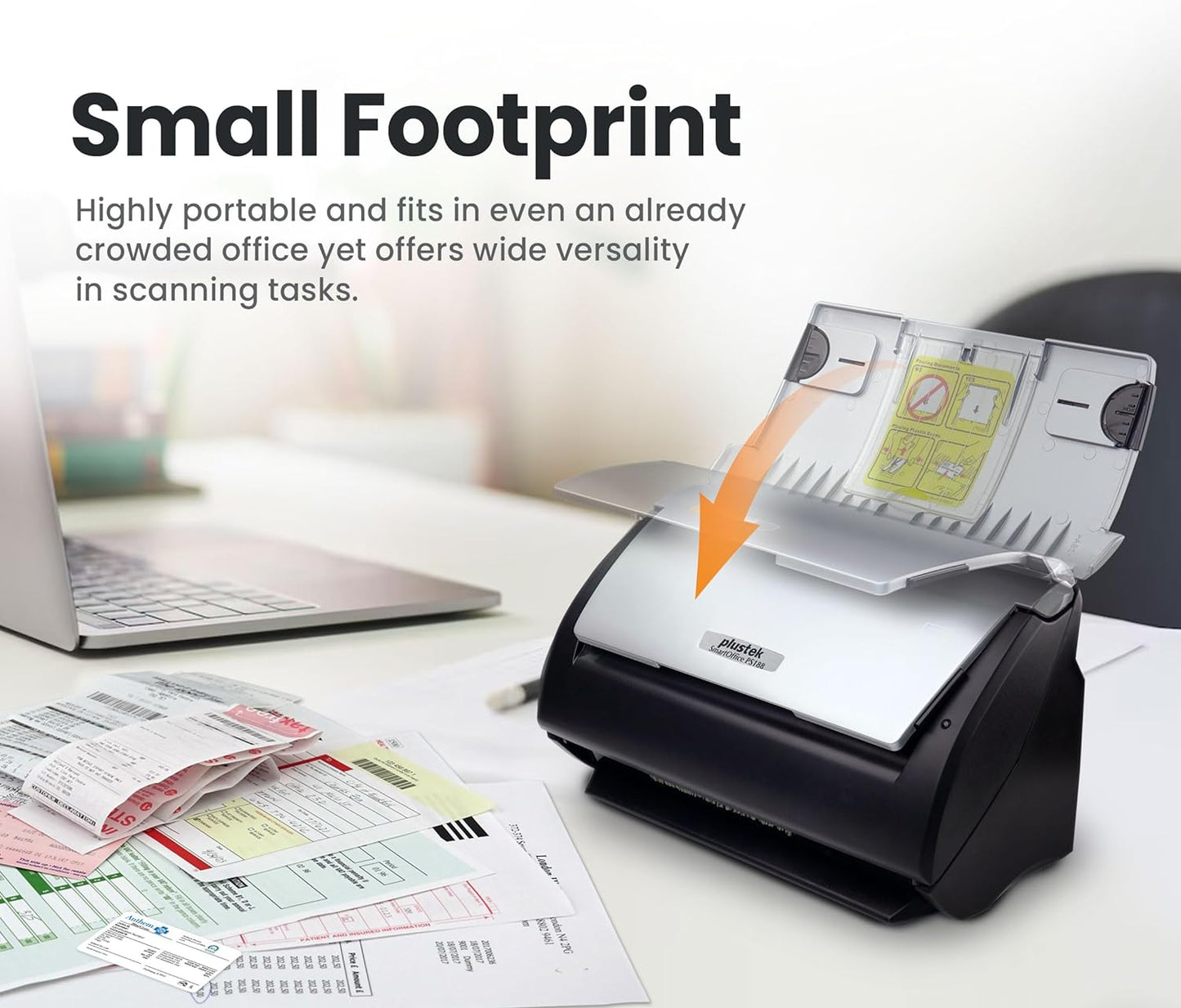 Plustek PS188 High Speed Double-Sided Color Document Scanner, with Automatic Document Feeder (ADF), 30 Pages Per Minute, Support Windows 7/8/10/11