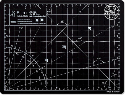 Elan Cutting Mat A4 Black & Taupe, Self Healing Cutting Mat 9x12 Inch, 5-Ply Craft Board Black, Hobby Board for Crafts 9x12 Inch