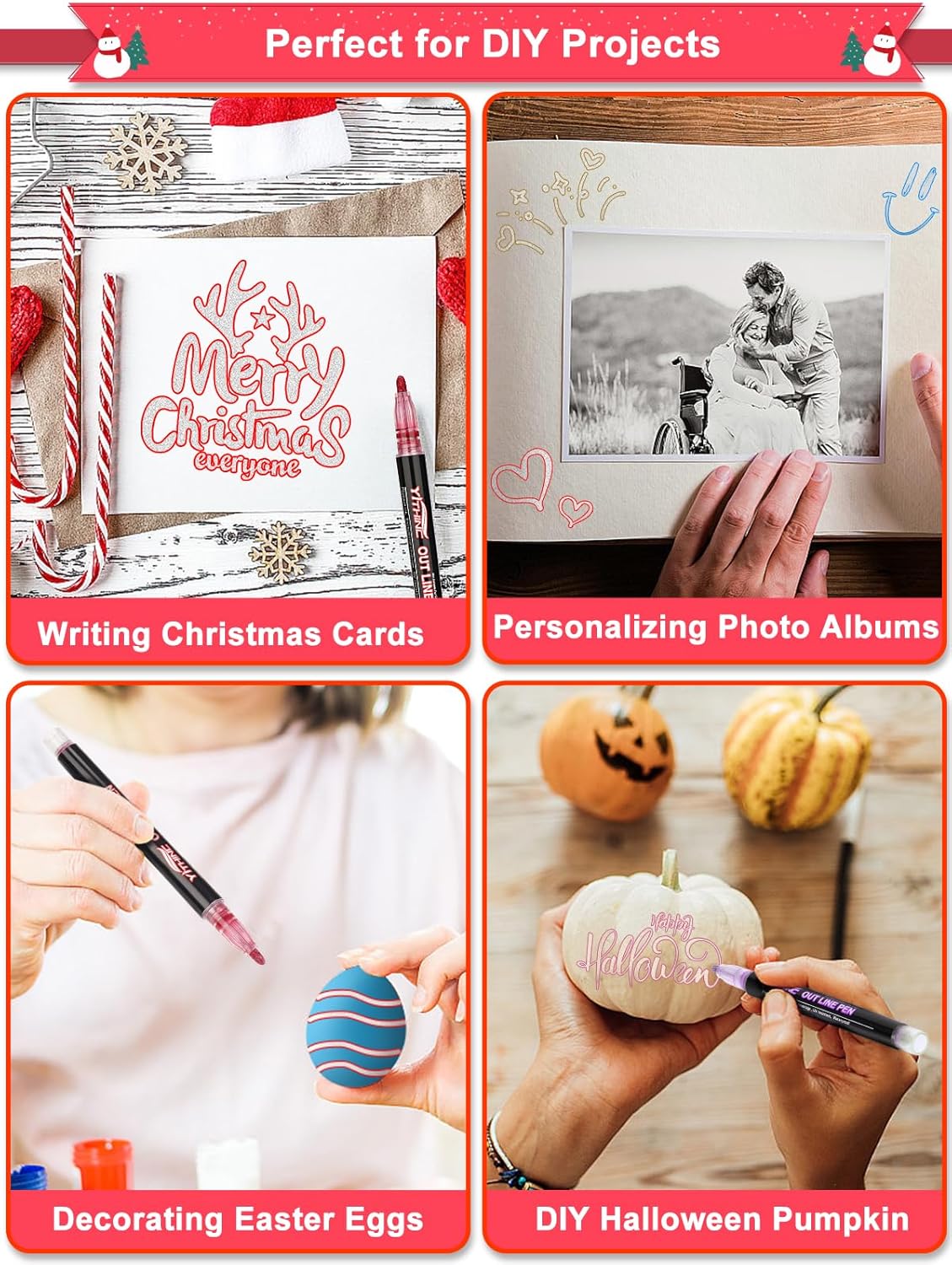 Outline Shimmer Markers, 12 Glitter Metallic Gel Pens for Coloring, Tween Teen Girl Gifts Trendy Stuff, Halloween Basket, Birthday Party, Cool Fun Art Crafts Supplies for Kids Girls Ages 8 10 12 14 16