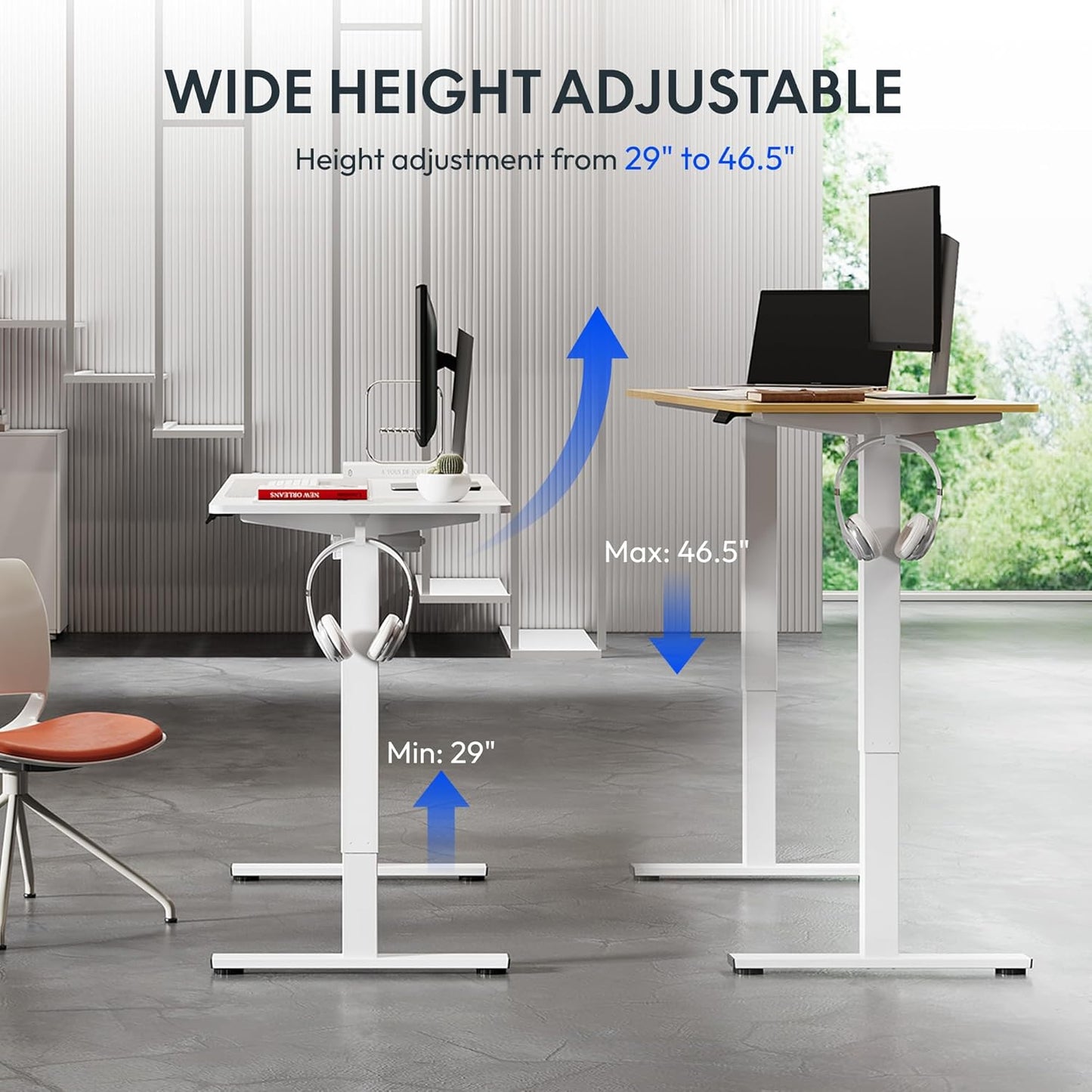 FLEXISPOT Standing Desk Electric Height Adjustable Desk with 40 x 24 Inch Splice Board, Home Office Computer Workstation, White Top + White Frame