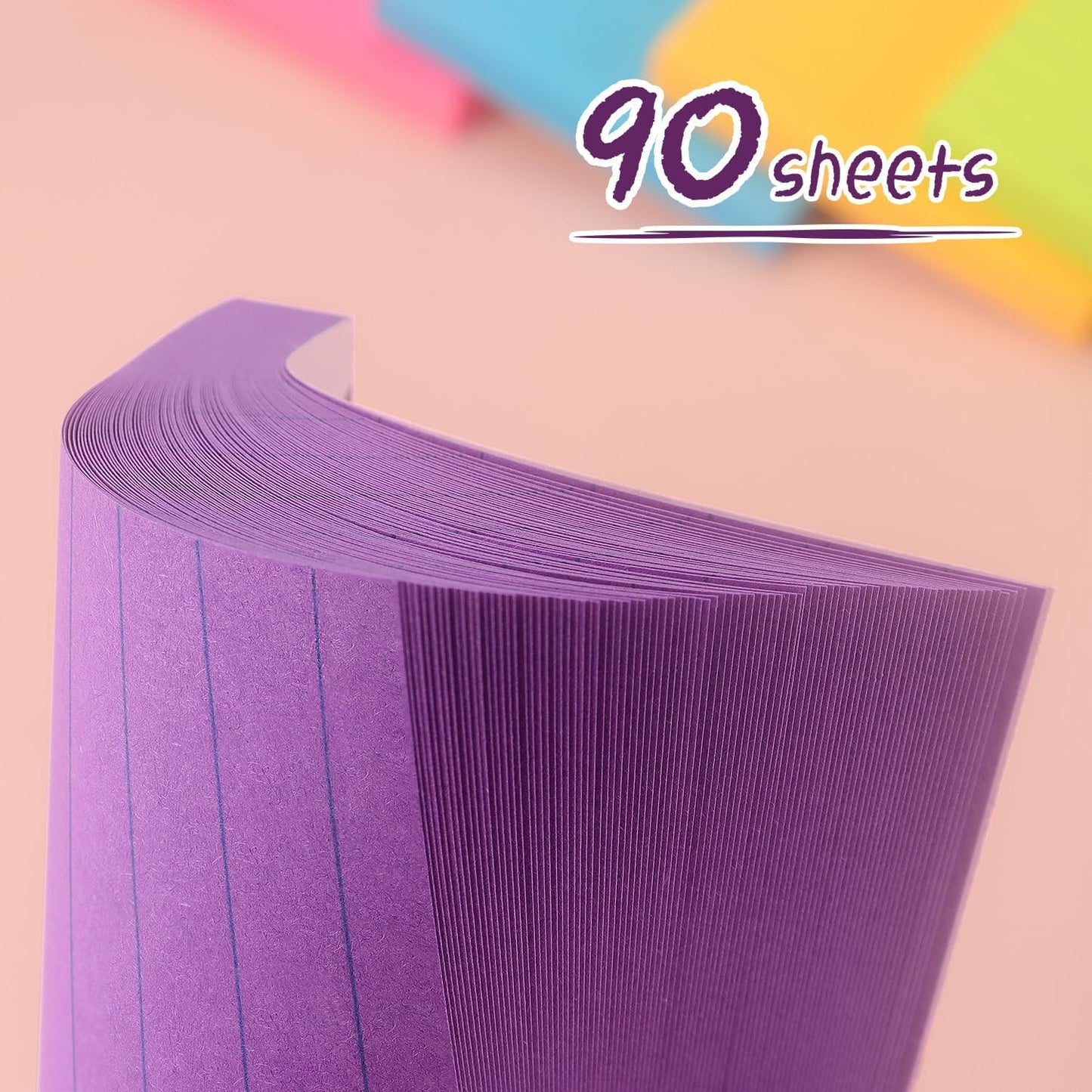 Lined Sticky Notes 3x3 Sticky Notes with Lines Self-Stick Notes Bright Color 4 Pads 90 Sheets/Pad (Purple)