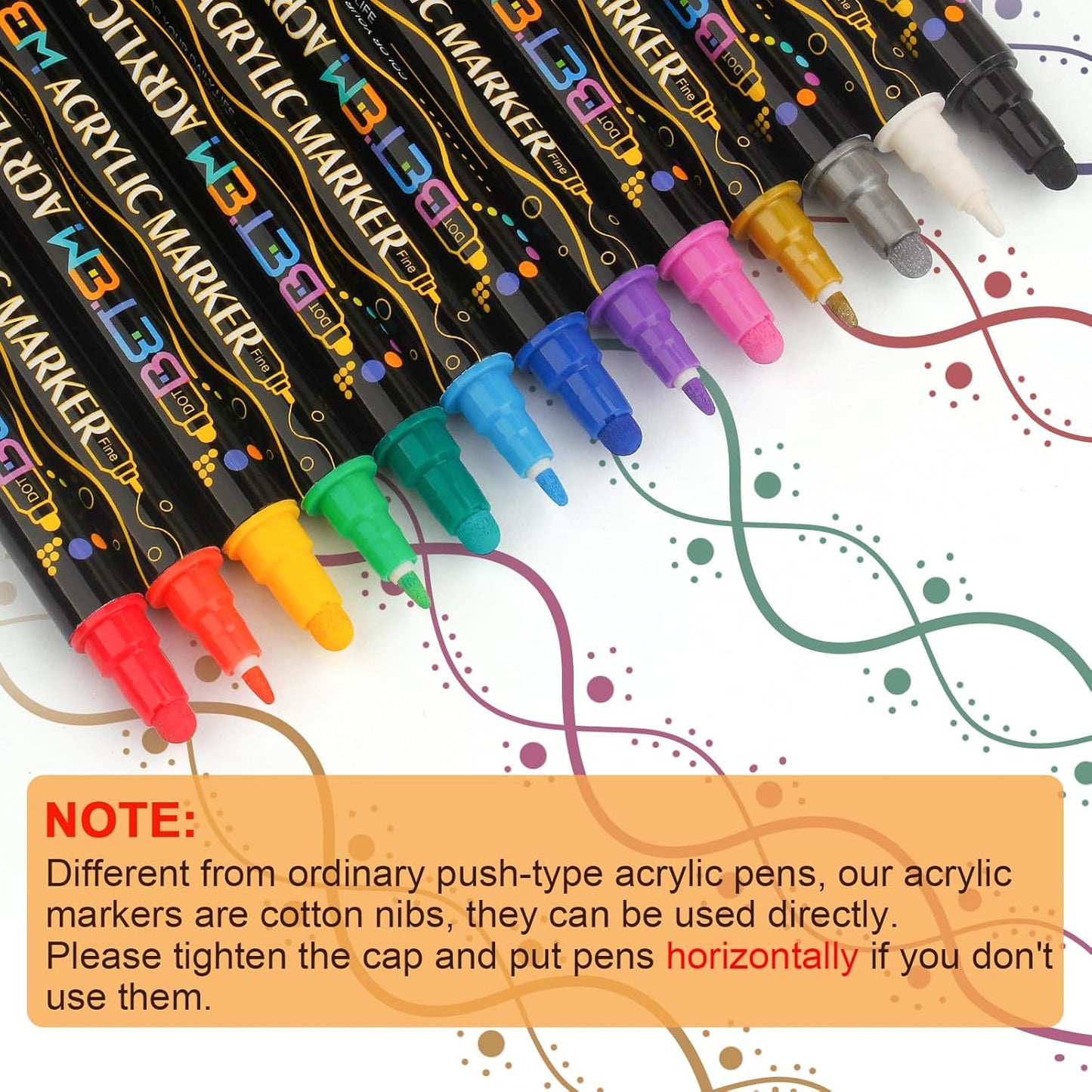 Betem 60 Colors Dual Tip Acrylic Paint Pens Markers, Premium Acrylic Paint Pens for Wood, Canvas, Stone, Rock Painting, Glass, Ceramic Surfaces, DIY Crafts Making Art Supplies