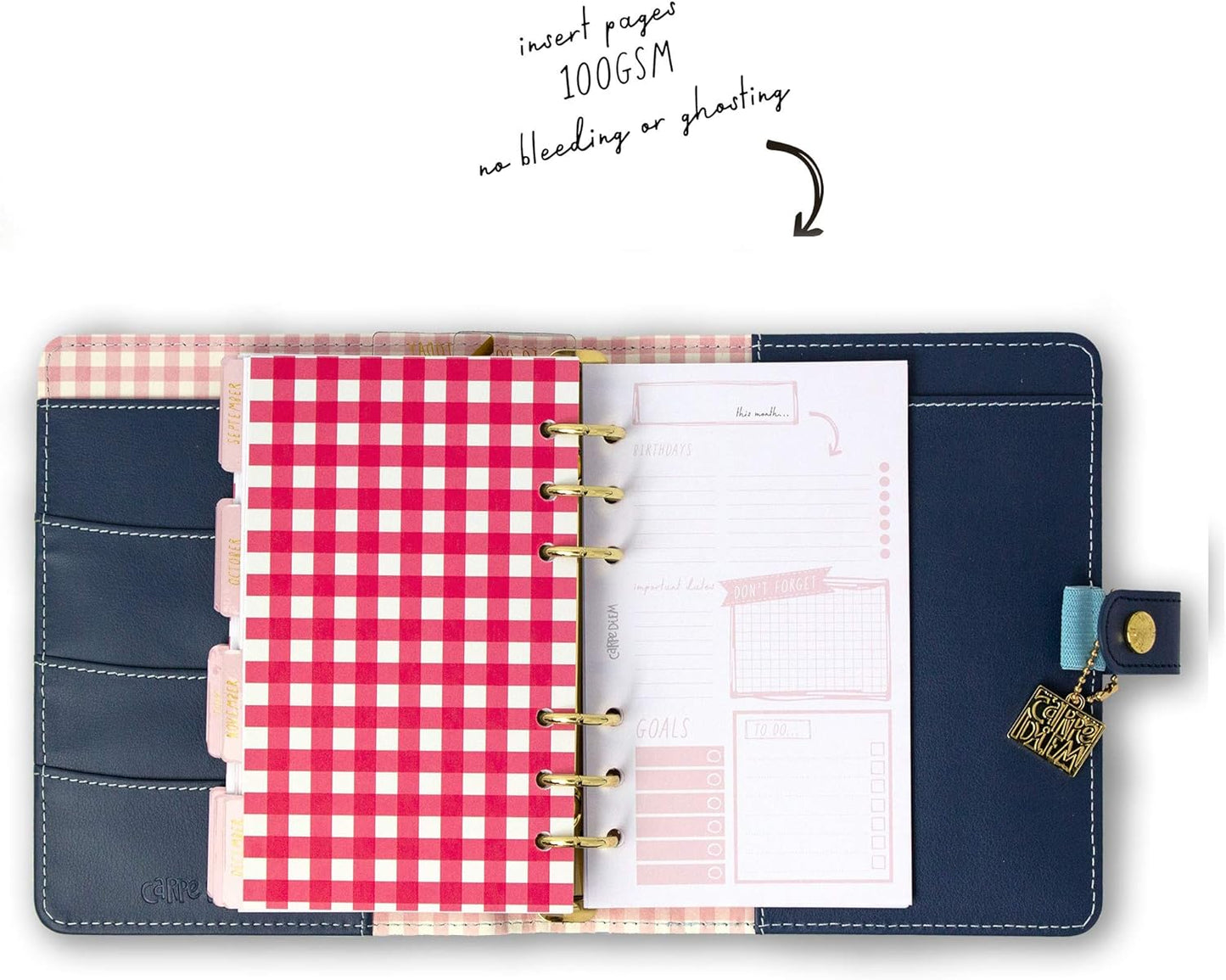 Pukka Pad, Carpe Diem Personal Planner - Soft Cover Binder with Weekly, Monthly Undated Inserts in Tabbed Sections, Interior Pockets and Sticker Sheets - 8 X 7.5 X 1.4 Inches, Disty Floral