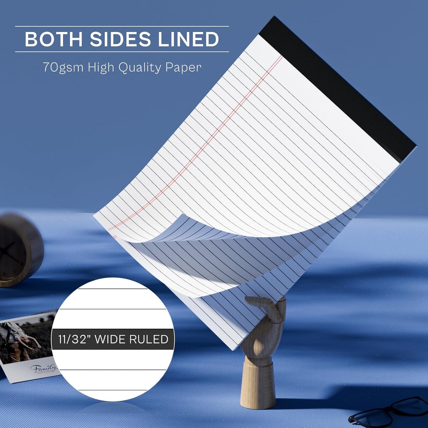 Legal Pads 8.5 x 11, Writing Paper Tablets 8-1/2 x 11, 6 Pack White Note Pads 8.5 x 11 for Office Supplies, Letter Pads 8.5 x 11 Wide Ruled, Perforated Notepads 8.5 x 11, 30 Sheets Each Notebook Paper