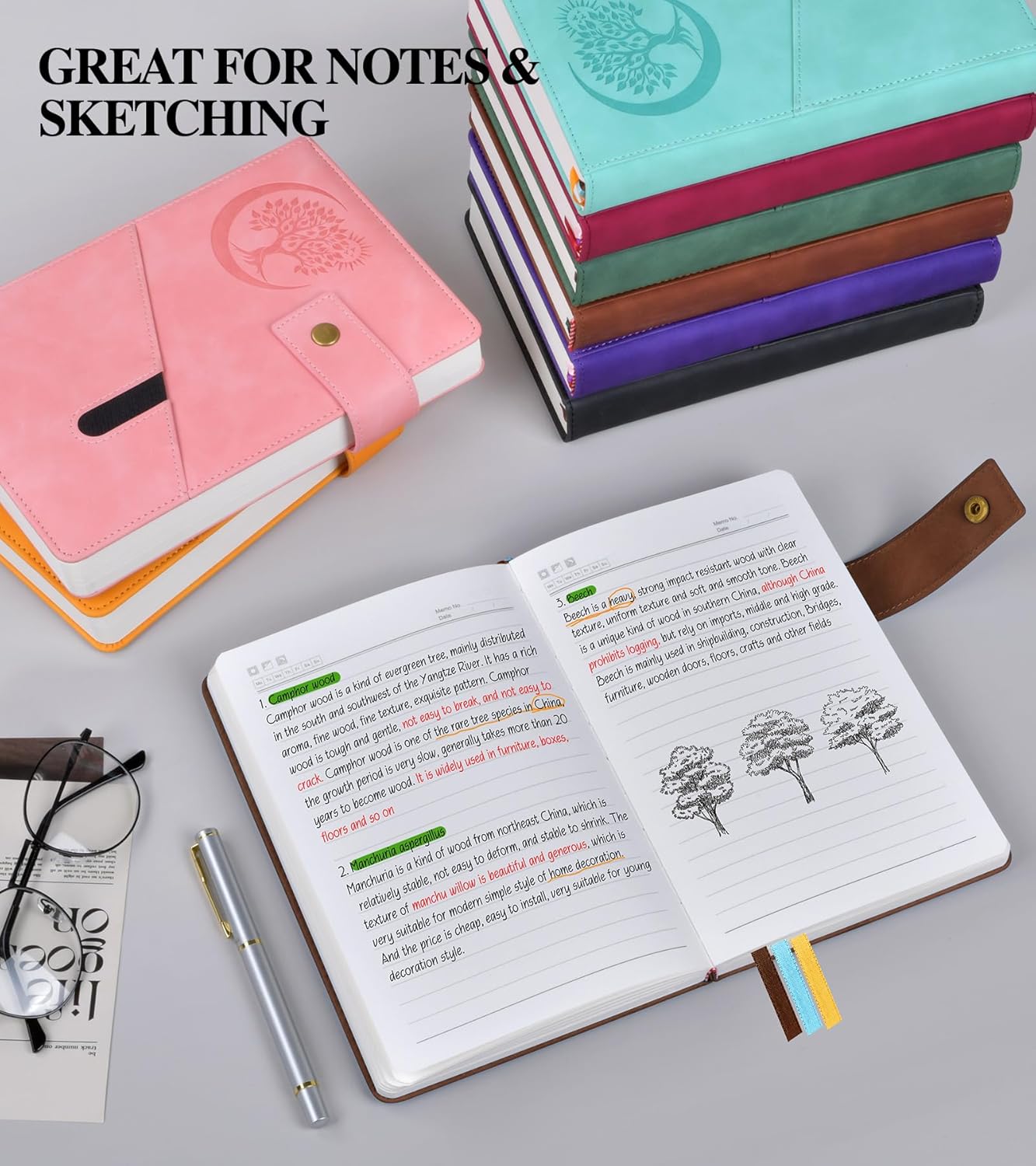 Lined Journal Notebook for Men, A5 Leather Journals for Writing Women, Hardcover Notebooks for Work,School,Note Taking,Travel,Business,Personal daily Diary,200 Page College Ruled (5.9" x 8.4")