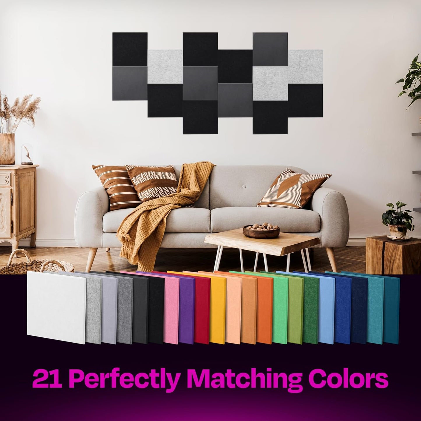 Acoustic Panels 12-Pack Soundproof Wall Panels 12"X12"X0.4" Sound Panels High Density Sound Dampening Panels - [Deep Black Square]