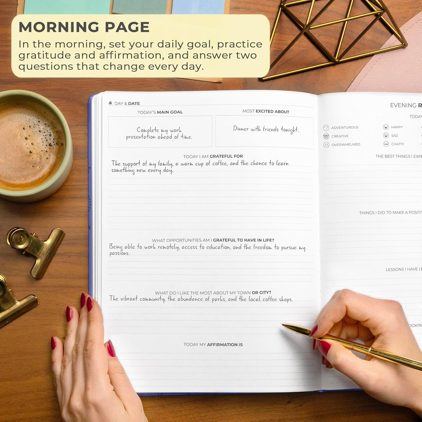 Clever Fox Gratitude Journal Large – Happiness, Positivity & Affirmation Journal – Inspirational Daily Notebook, 3 Months, 8.3x11” (Mystic Blue)