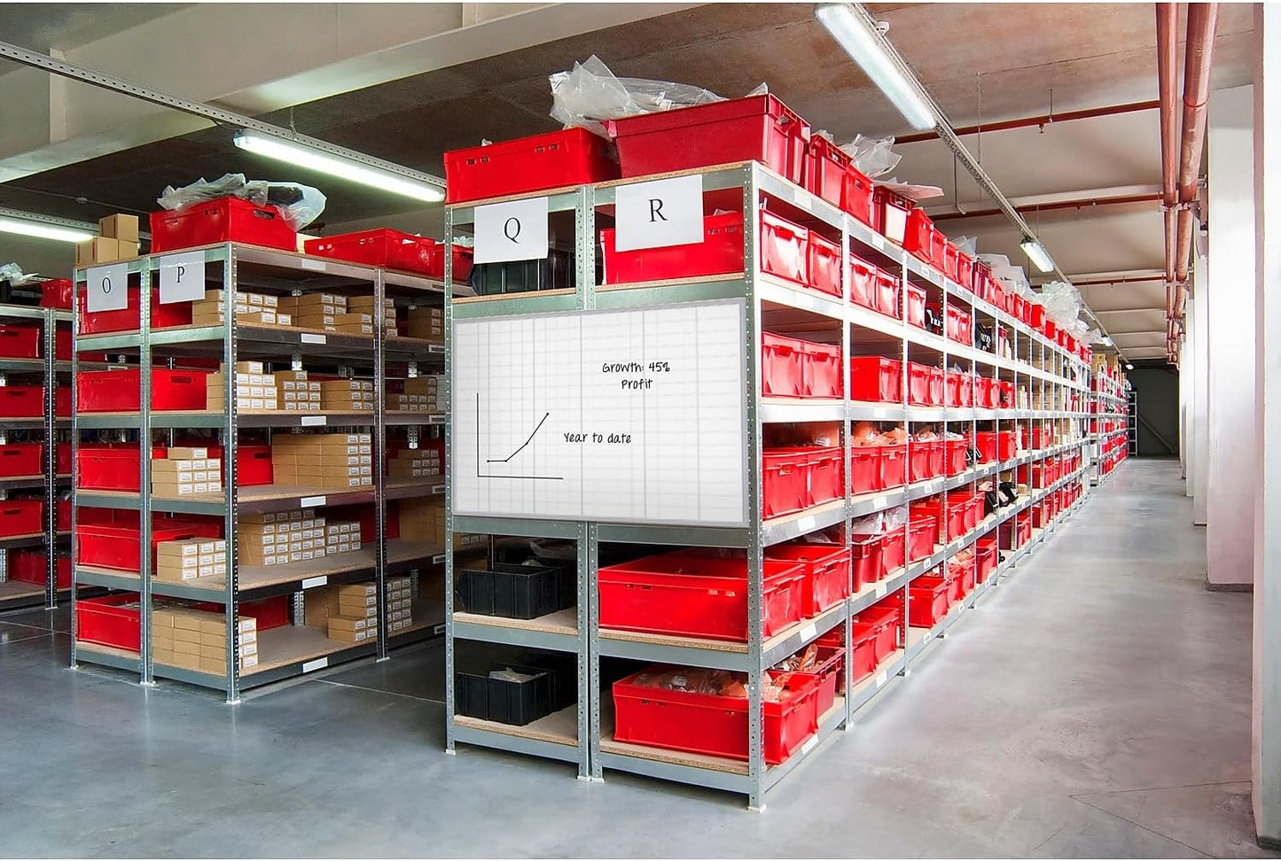 Ghent Grid 4' x 8' Magnetic Whiteboard, Aluminum Frame, 1" Grid Squares (GRPM321G-4)