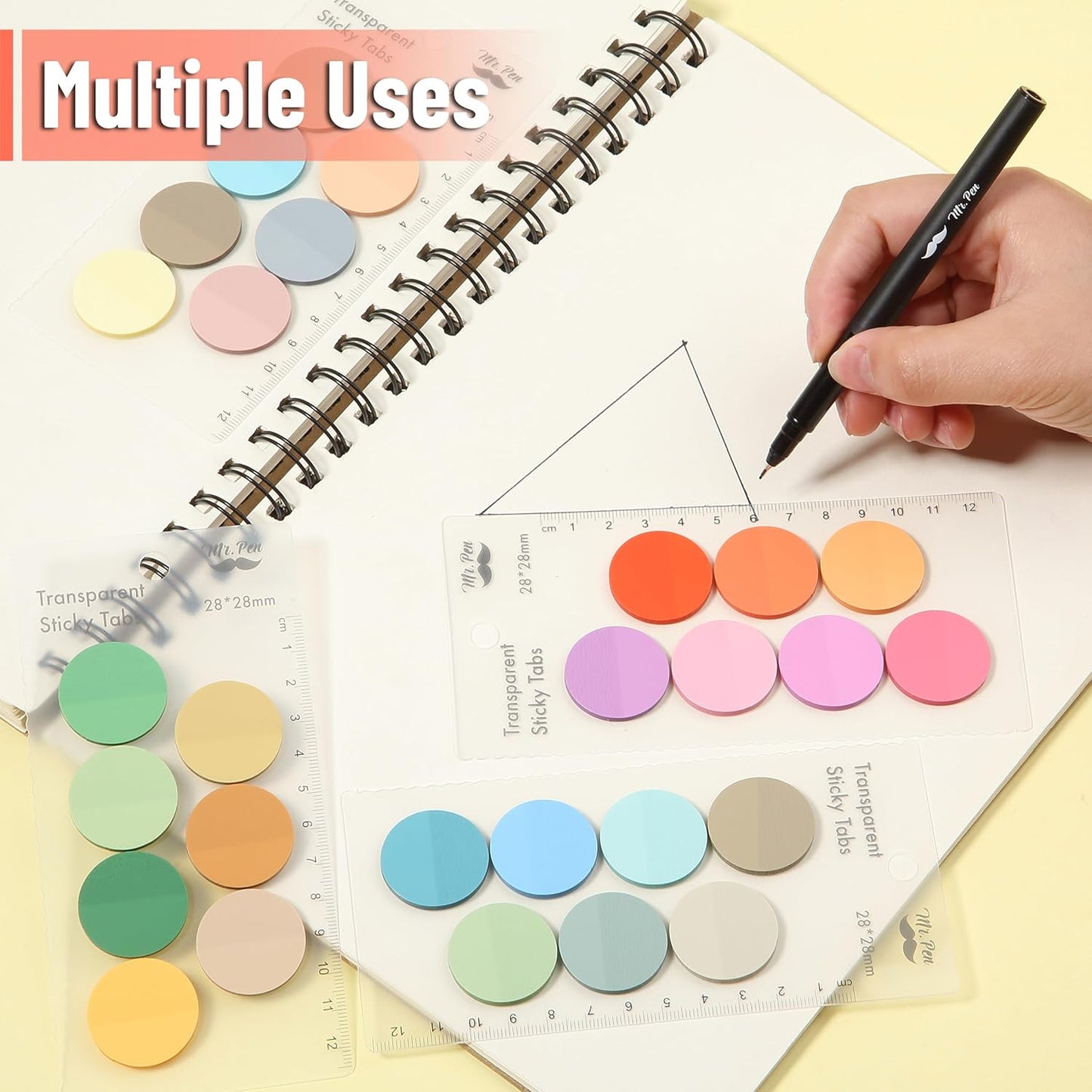 Mr. Pen- Transparent Sticky Note Set, 560Sheets, Colorful, Round Transparent Sticky Notes Set