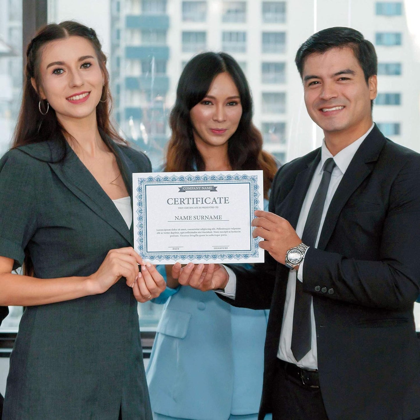 Intricate Blue & Blue Parchment Certificate Papers - Pack of 25, Laser & Inkjet Printer Compatible, For Office, Business Awards, Graduation, School Diplomas, 8-1/2" x 11" on 60 lb. Text Stock