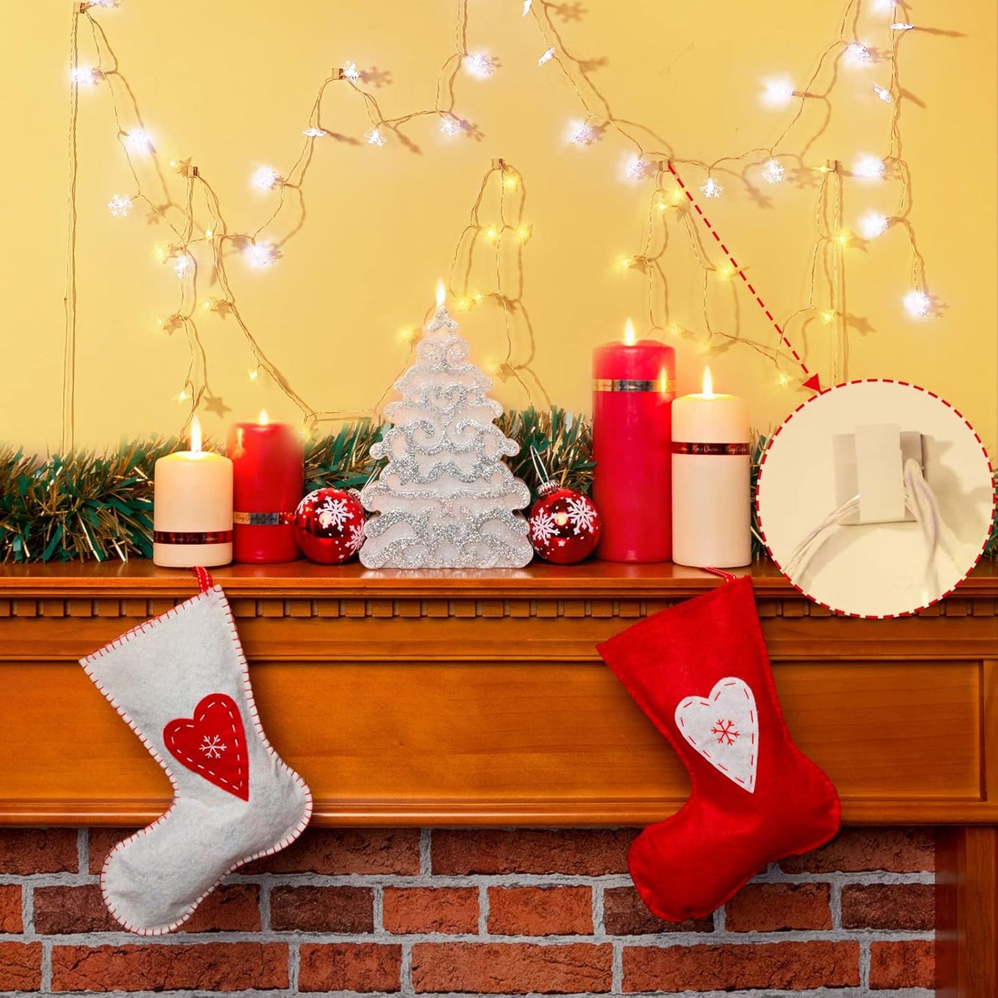 Blulu 100 Pcs Adhesive Cable Clips Bulk Wire Holder for Cord Organizer Clips Cable Management Outdoor Light Hooks for Christmas Wall String Lights Fairy Lights