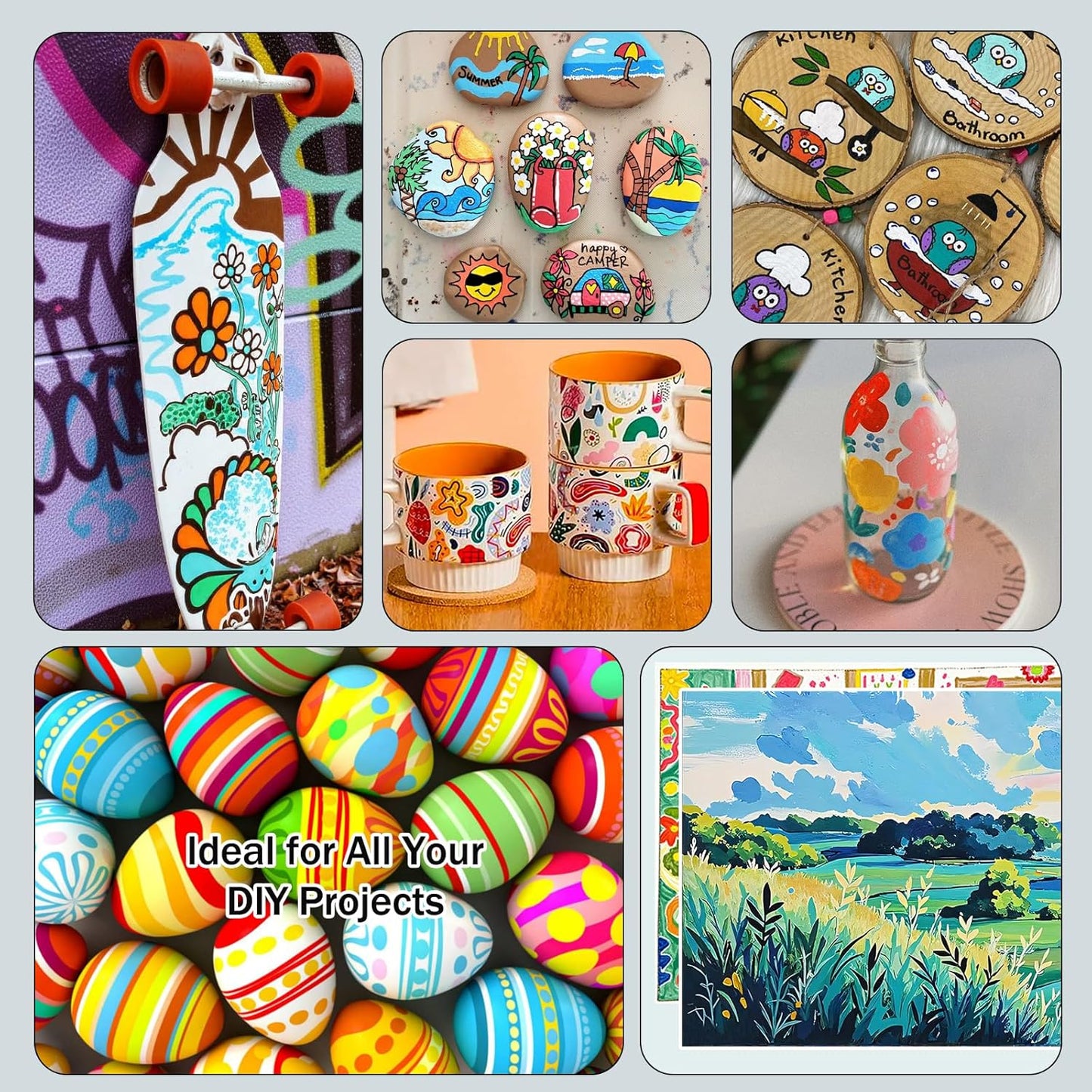 JRQ Acrylic Paint Markers Paint Pens, 72 Colors Direct Liquid System & Brush Tip, Acrylic Markers for Wood, Rock Painting, Glass, Canvas, Ceramic, Fabric, Plastic, DIY Art Crafts Supplies