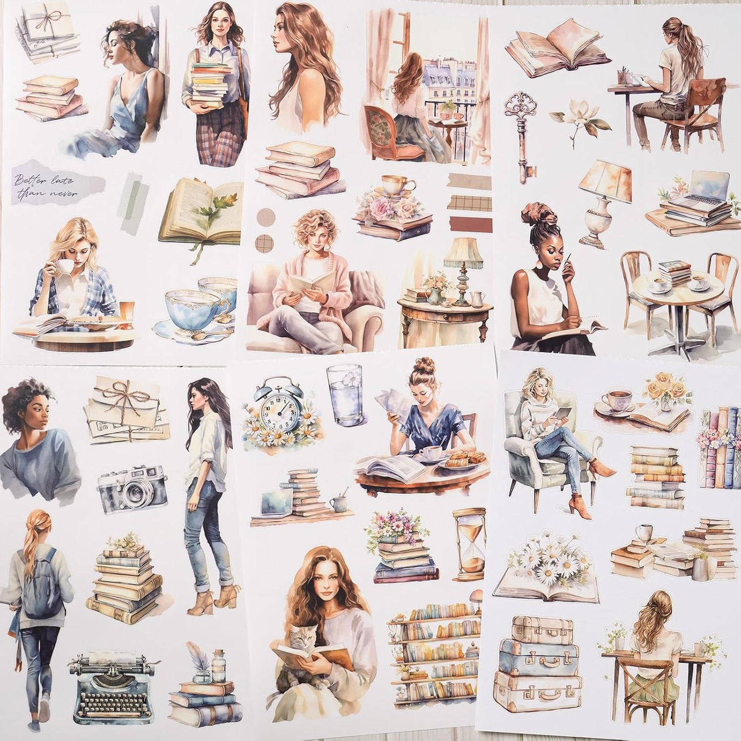 YagCu Journaling Sticker Book, Reading and Writing Scrapbook Stickers, Junk Journal Supplies, Pre-Cut Aesthetic Scrapbooking for Women, Collage Decorative Ephemera Bullet Planner DIY Arts