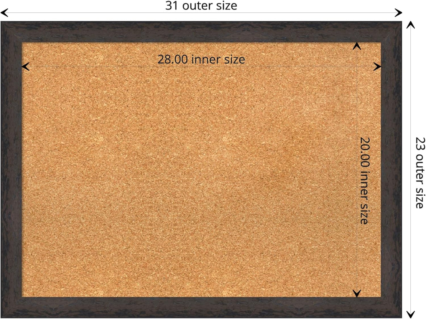 Amanti Art Natural Cork Board for Wall, 23x31 Vision Board with Black Wood Frame, Medium Corkboard Office Decor for Home Organization, Modern Contemporary Corkboard Pinboard to display items for home