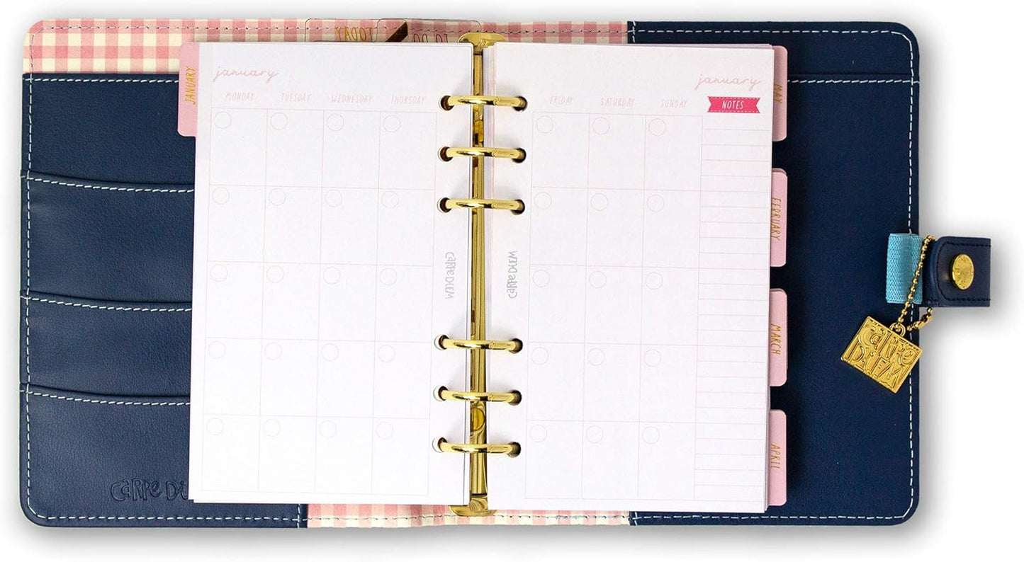 Pukka Pad, Carpe Diem Personal Planner - Soft Cover Binder with Weekly, Monthly Undated Inserts in Tabbed Sections, Interior Pockets and Sticker Sheets - 8 X 7.5 X 1.4 Inches, Disty Floral