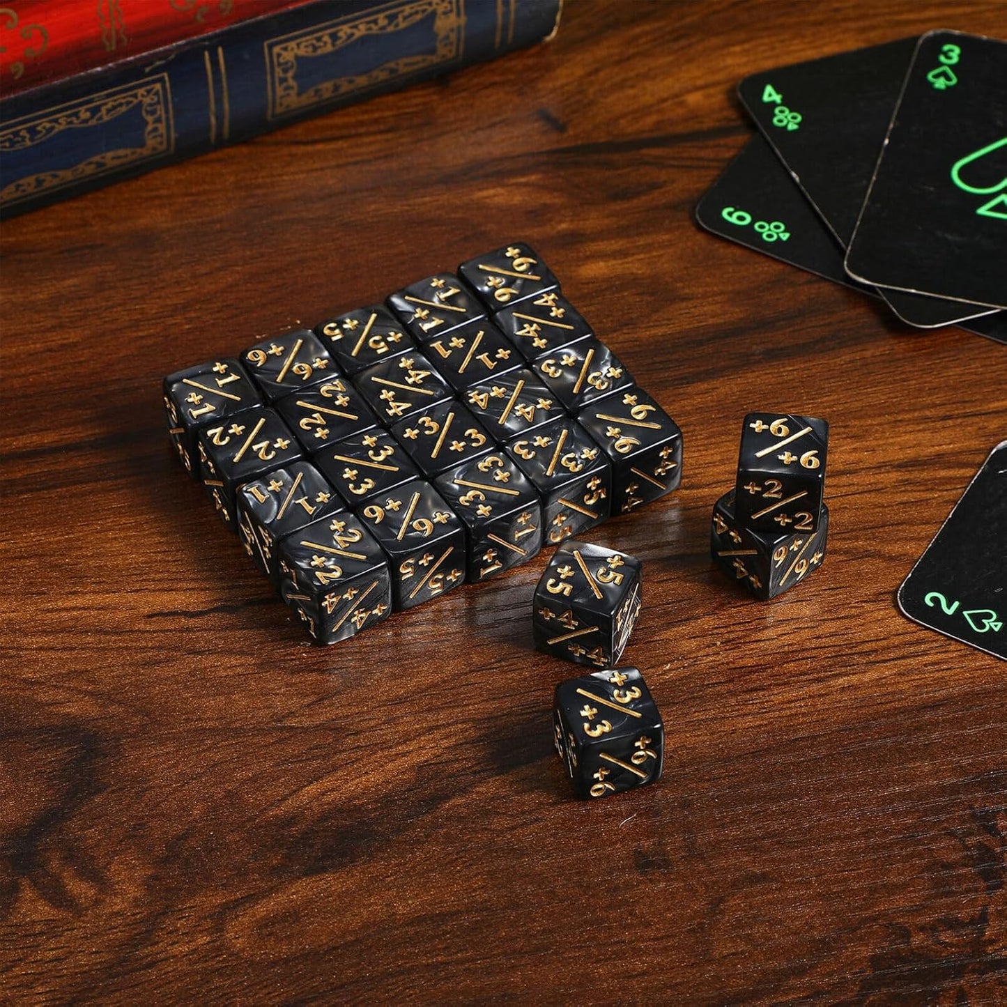 STOBOK 24Pcs Token Dice Counters, MTG Dice MTG Counters, -1/+1 Counters D6 Acrylic Cube Dice Compatible with MTG, CCG Card Gaming Accessory Board Game