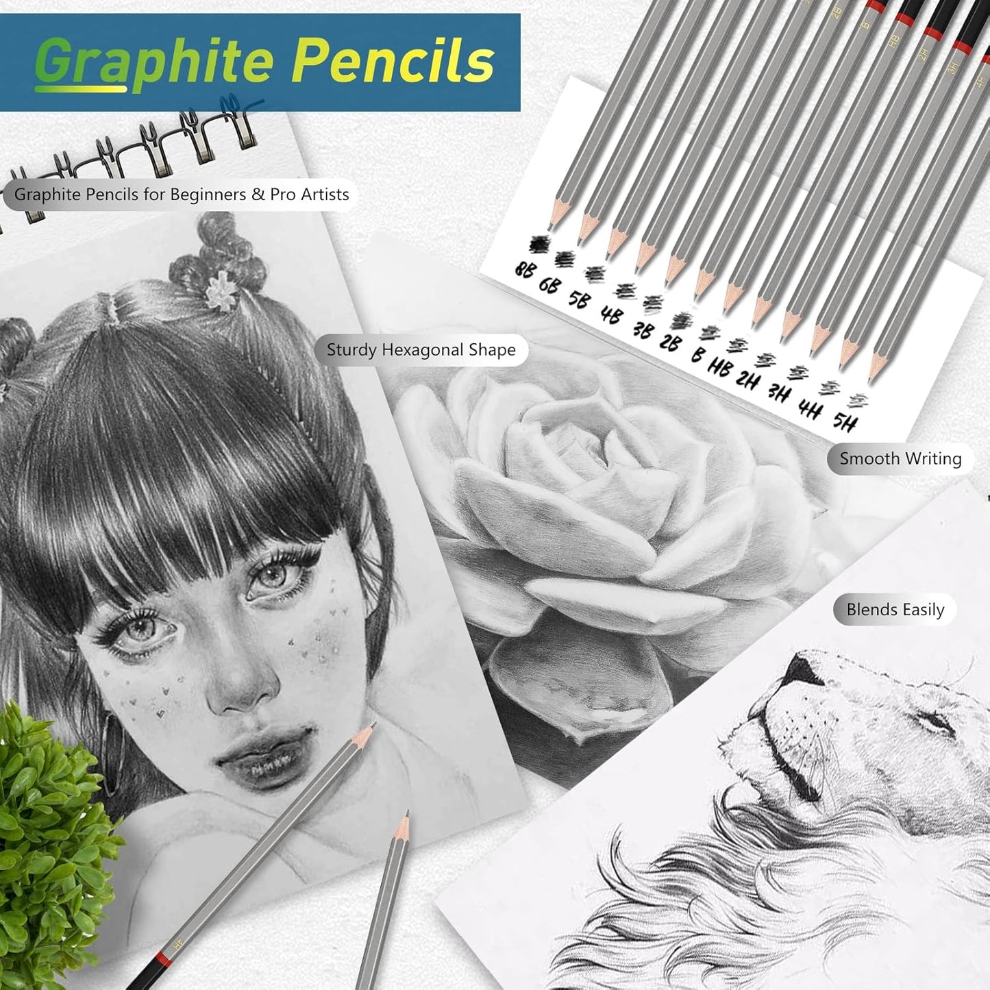Vnzil 72 Pack Drawing Set Sketching Kit, Art Supplies for Artists, Beginners, Adults, Teens, Premium Art Kit with 50 Sheets Sketch Book, Colored, Watercolor, Metallic, Graphite, Charcoal Pencils