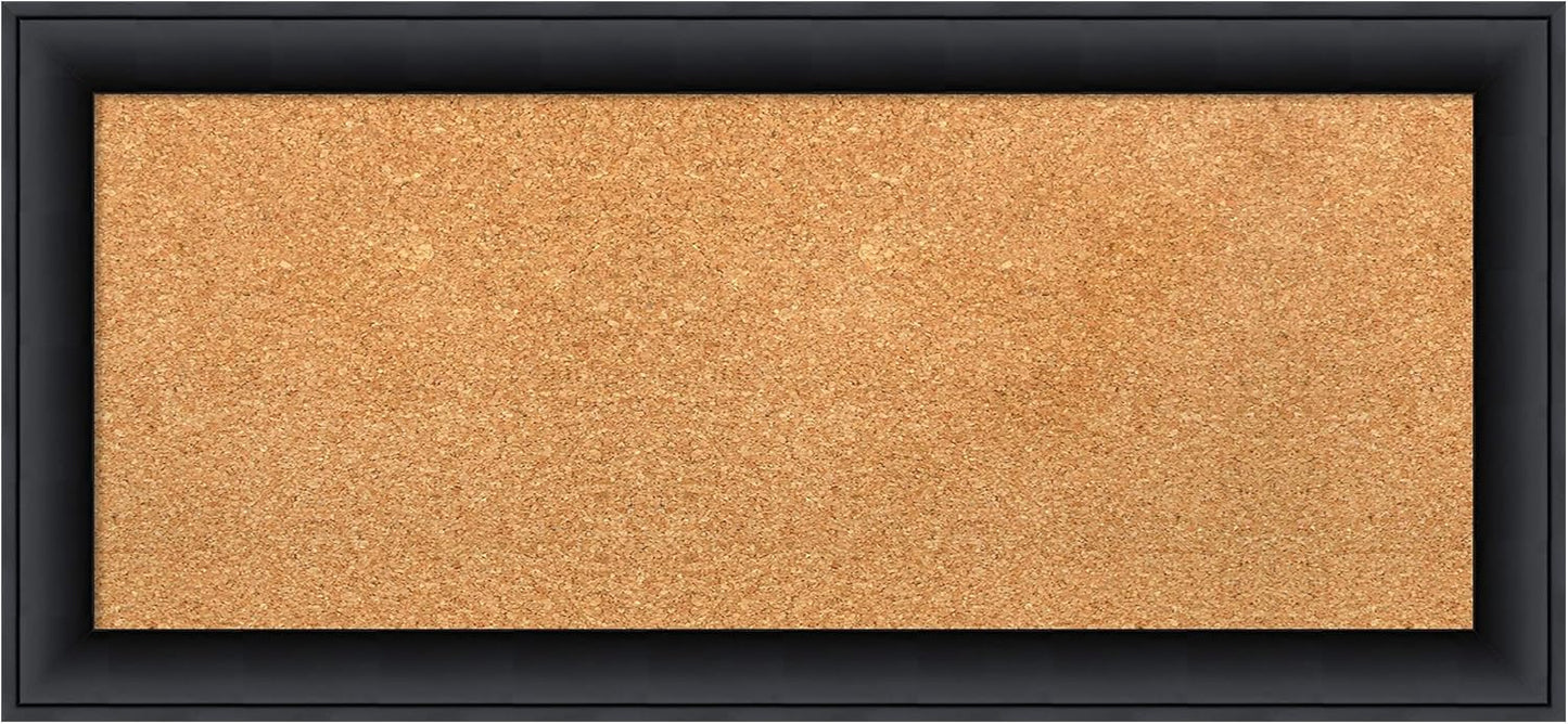 Amanti Art Natural Cork Board for Wall, 15x33 Vision Board with Black Wood Frame, Medium Corkboard Office Decor for Home Organization, Modern Contemporary Corkboard Pinboard to display items for home