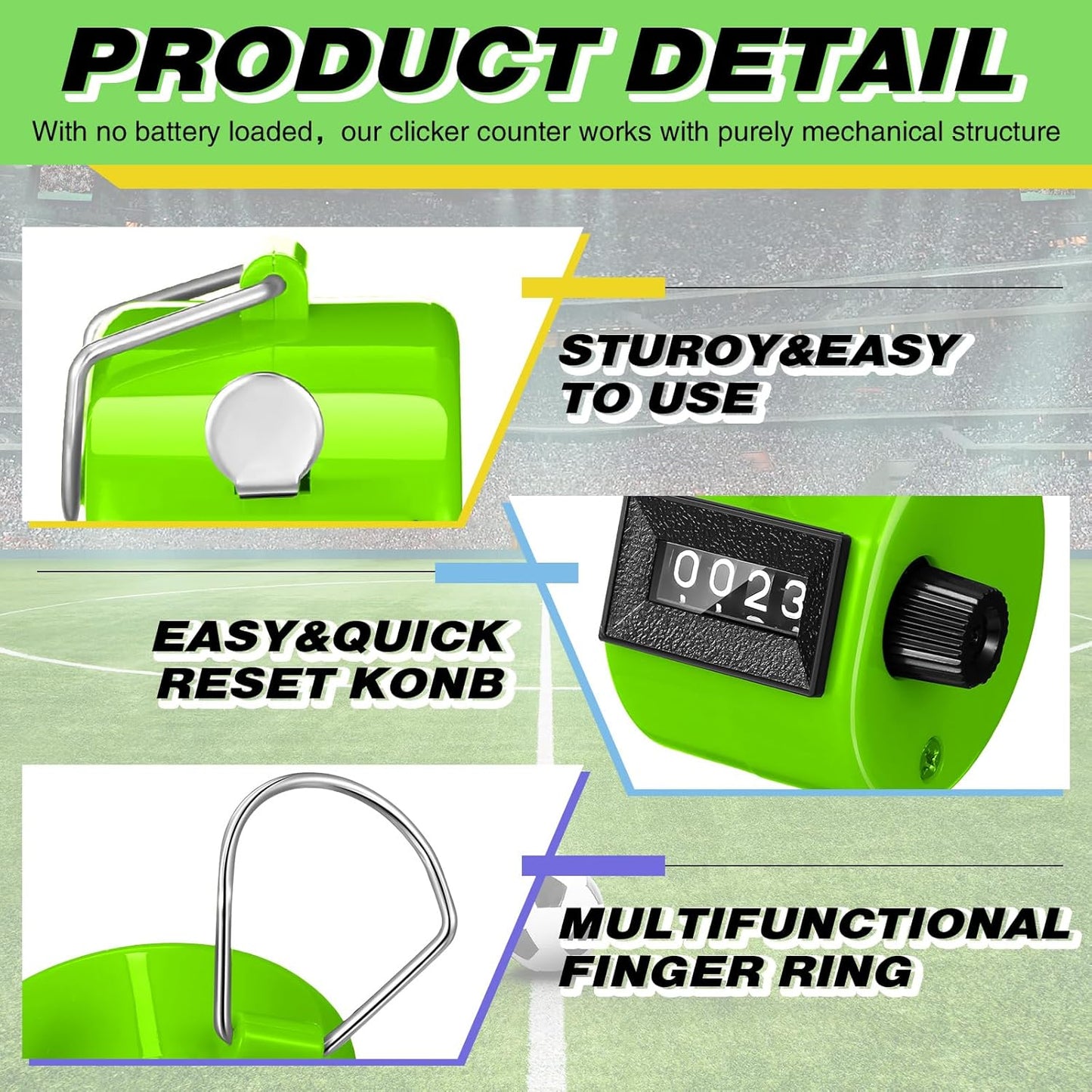 12 Pcs Handheld Tally Counter, 4 Digit Number Clicker Counter, Metal Hand Mechanical Register for Coaching, Knitting, People, Golf and Row