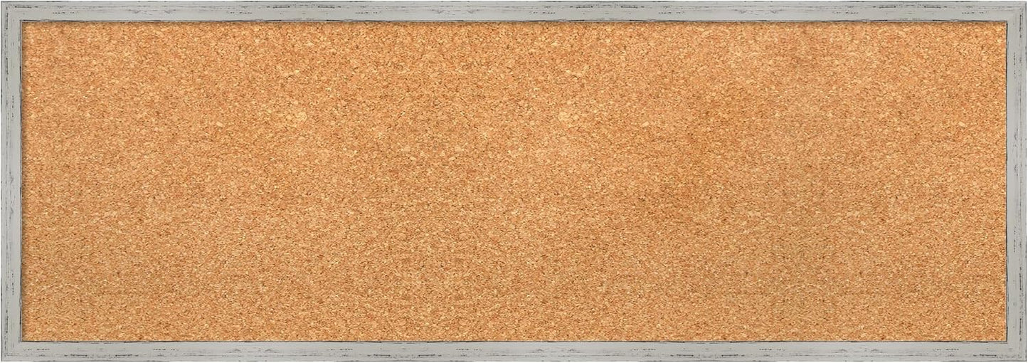 Amanti Art Natural Cork Board for Wall, 13x37 Vision Board with White Frame, Medium Corkboard Office Decor for Home Organization, Cottage Corkboard Pinboard to Display Items for Home Organization in