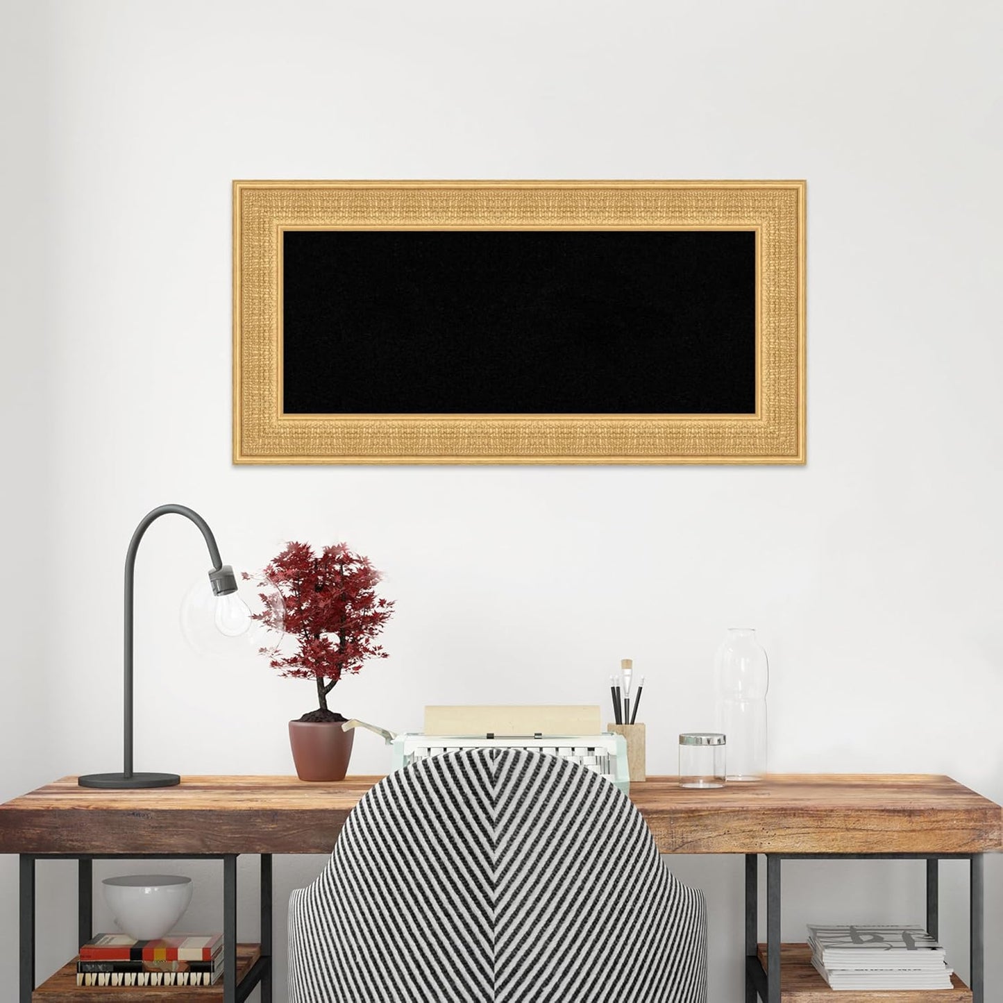 Amanti Art Black Cork Board for Wall, 18x36 Vision Board with Gold Wood Frame, Medium Corkboard Office Decor for Home Organization, Traditional Corkboard Pinboard to Display Items for Home