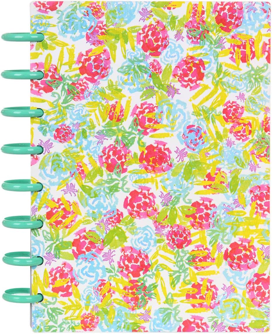 Talia Discbound Notebooks, Planner, Customizable, (xWatercolor Bloom, w/Celestial Turquoise Discs Junior (5.5in x 8.5in))