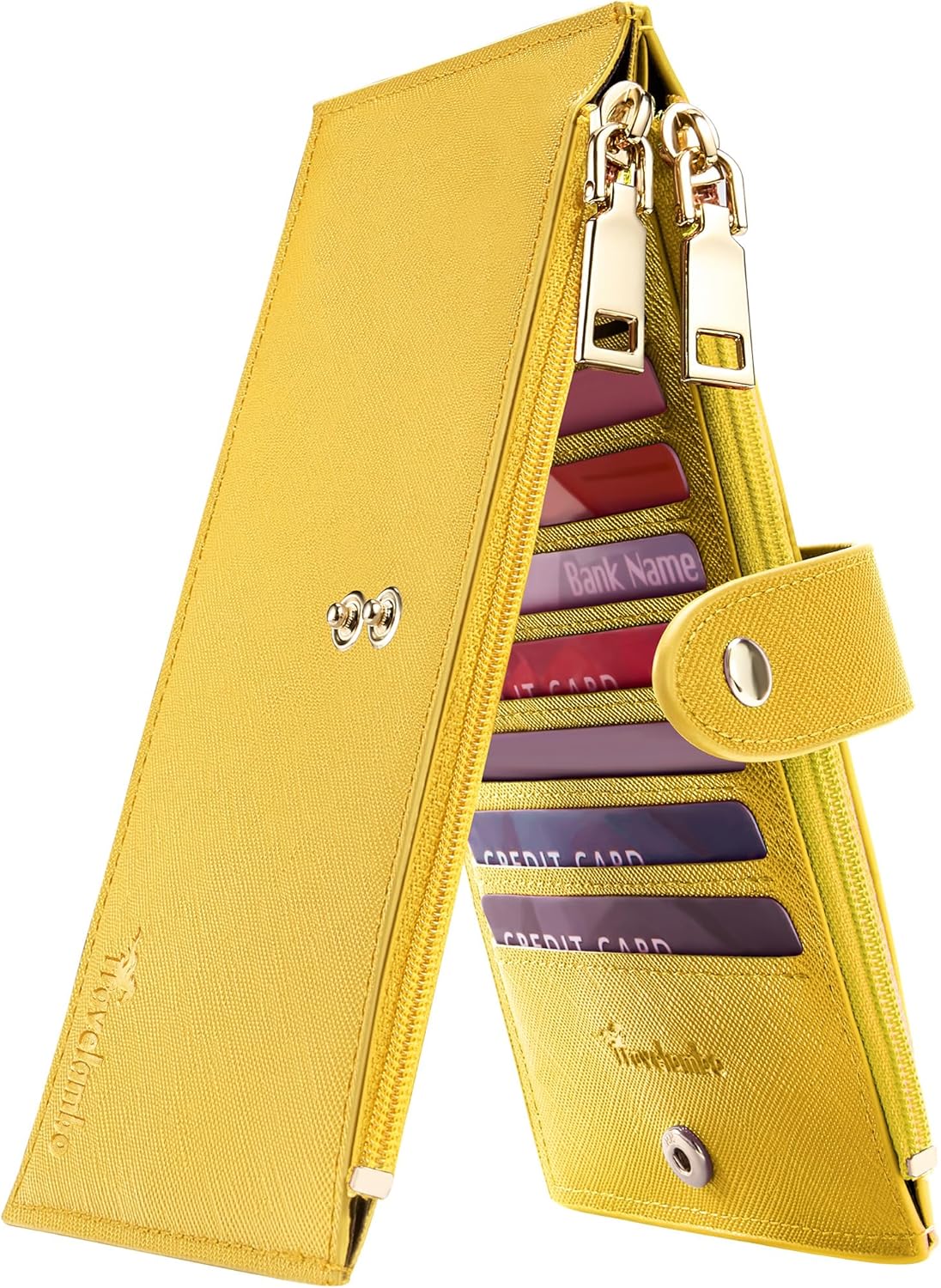 Travelambo RFID Wallet Women Large Size Bifold Multi Card Wallet Case with Zipper Pocke Credit Card Holder for Women