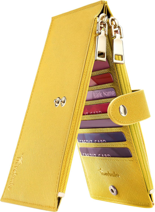 Travelambo RFID Wallet Women Large Size Bifold Multi Card Wallet Case with Zipper Pocke Credit Card Holder for Women