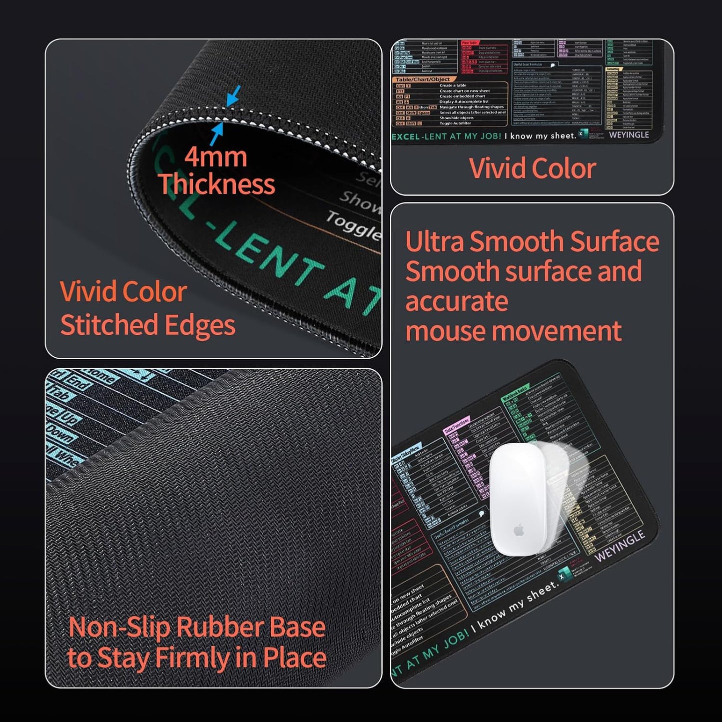 Wireless Charging Mouse Pad with Foldable Phone Stand &Excel Shortcut Keys 15W Qi Fast Charging Desk Mat XXL Non-Slip Surface for Gaming/Office, Compatible with Qi-Enabled Phones (31.5x11.8x0.16inch)