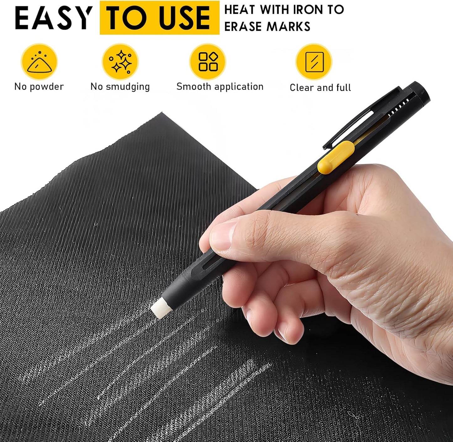 Heat Erasable Fabric Marker for Sewing, Embroidery, Quilting, Washable Erasable Replaceable Refill Marker Pen, Heat Erasable Pens Suitable for Cotton, Knitted Fabrics (1 Pen ＆ 20 Refills)