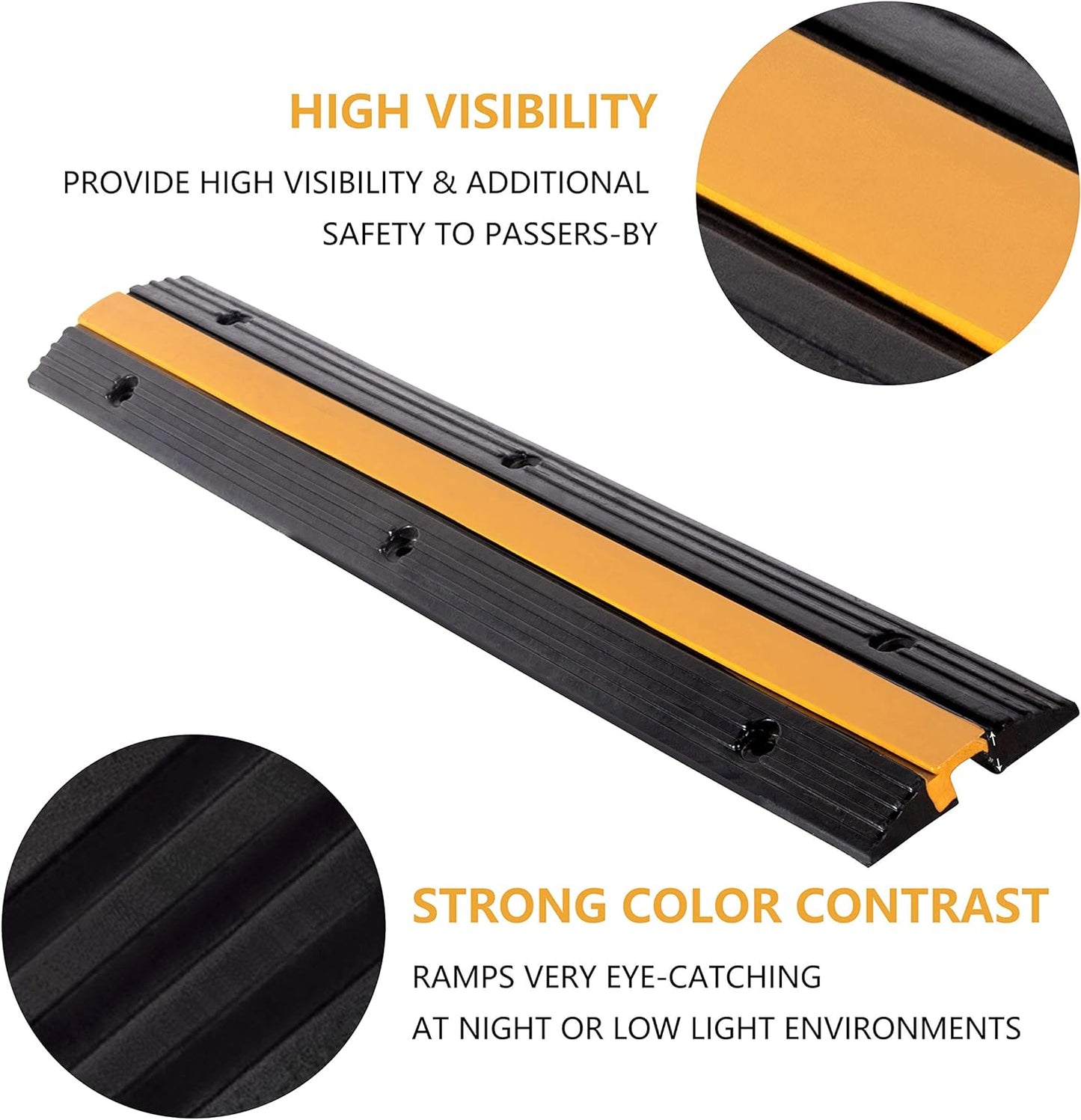 4 Pack Rubber Cable Ramp Hose Cable Protector Ramp 1 Channel 11000Lbs Load Capacity Traffic Speed Bump Wires Power Lines Extension Cord Cover for Indoor Outdoor