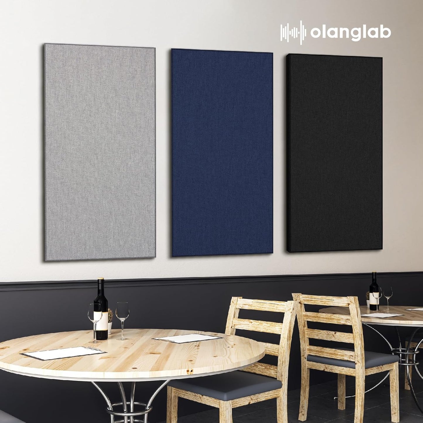 Olanglab Sound Absorbing Acoustic Wall Panels 2 Pack, 2'' 24''x48'' Fiberglass Sound Dampening Panels, Large Fabric Wrapped Sound Proof Panels for Walls (Blue)